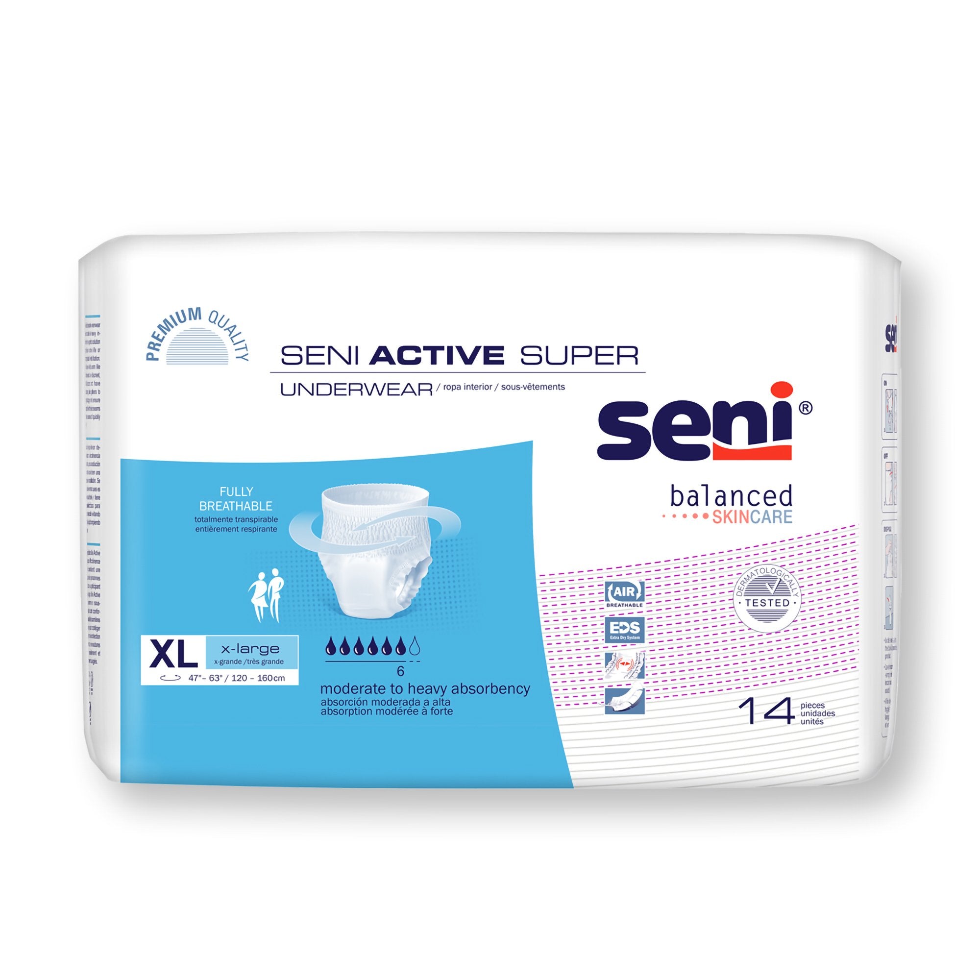 Absorbent Underwear Seni® Active Super Pull On with Tear Away Seams Adult X-Large Unisex Disposable Moderate Absorbency