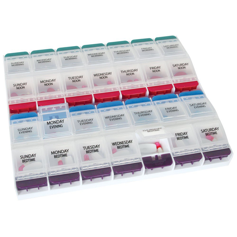 Pill Organizer Push Button Medtime Planner® X-Large 7 Day 4 Dose
