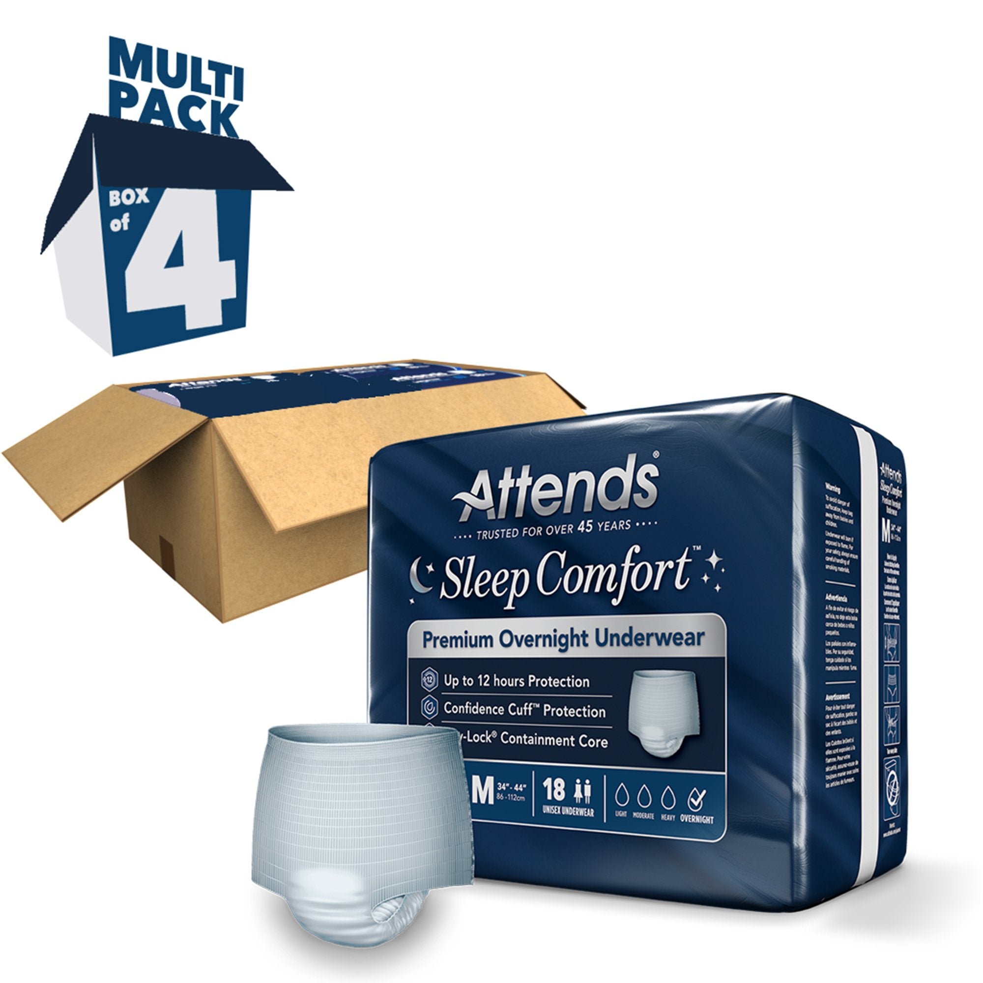 Absorbent Underwear Attends Sleep Comfort Premium Overnight Pull On with Tear Away Seams Adult Medium Unisex Disposable Heavy Absorbency - image 10