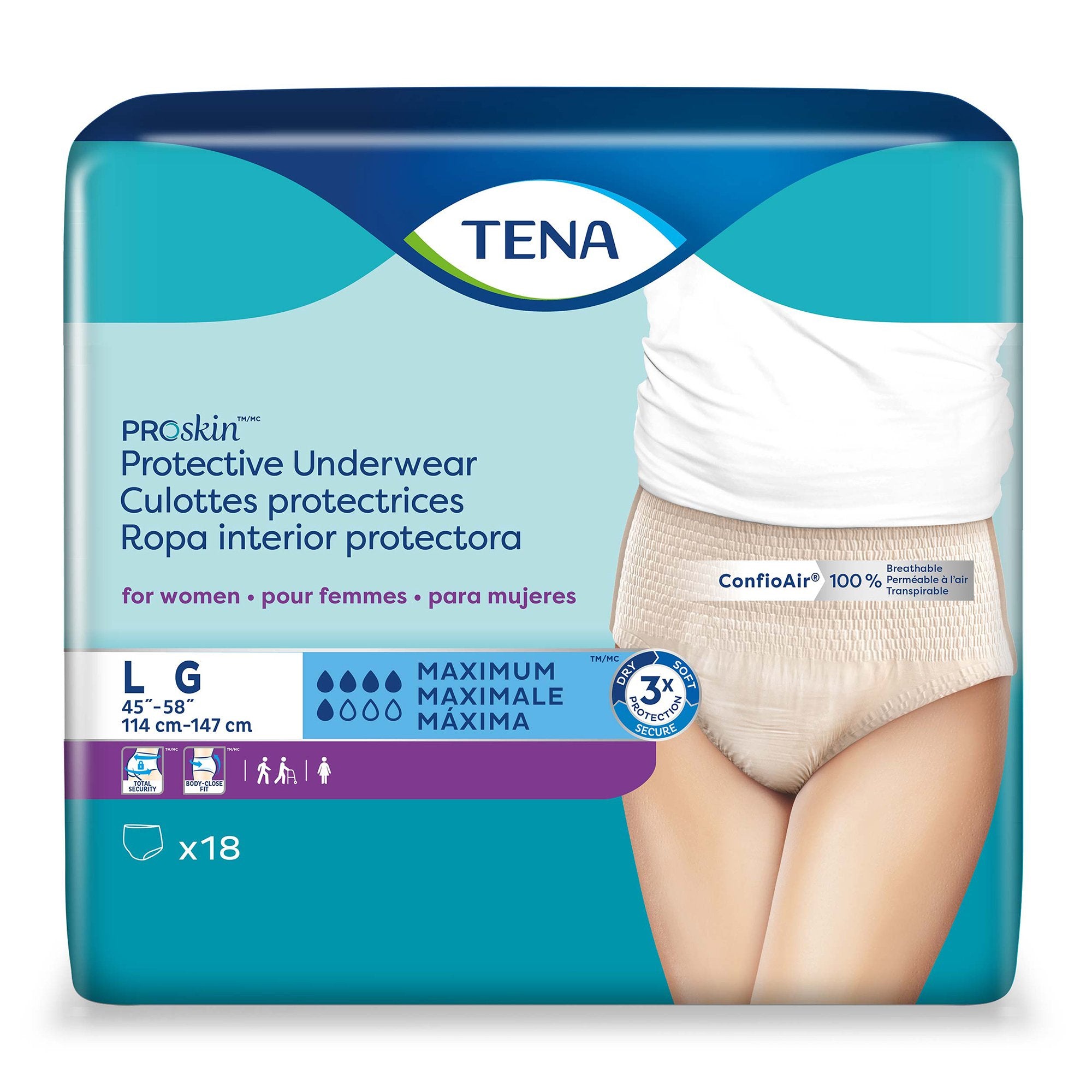 Absorbent Underwear TENA® ProSkin™ Protective Pull On with Tear Away Seams Adult Large Female Disposable Moderate Absorbency - image 4