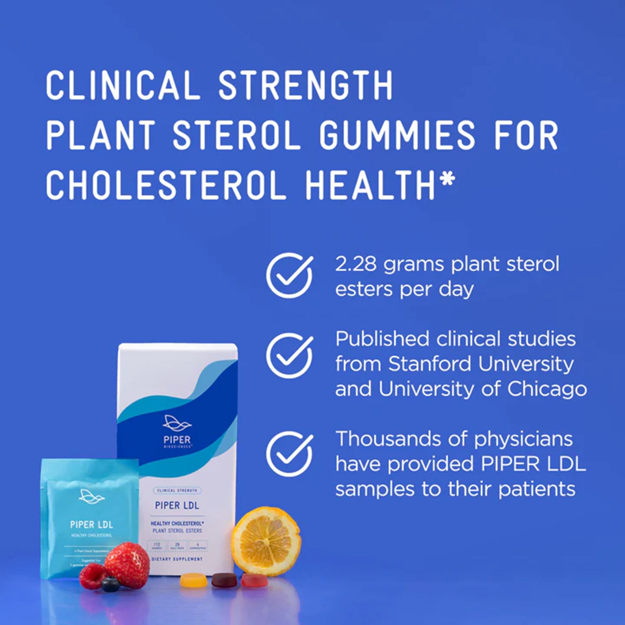 Dietary Supplement PIPER LDL® Healthy Cholesterol Plant Sterols 1.14 g Strength Gummy 4 Per Pack Fruit Flavor - image 4