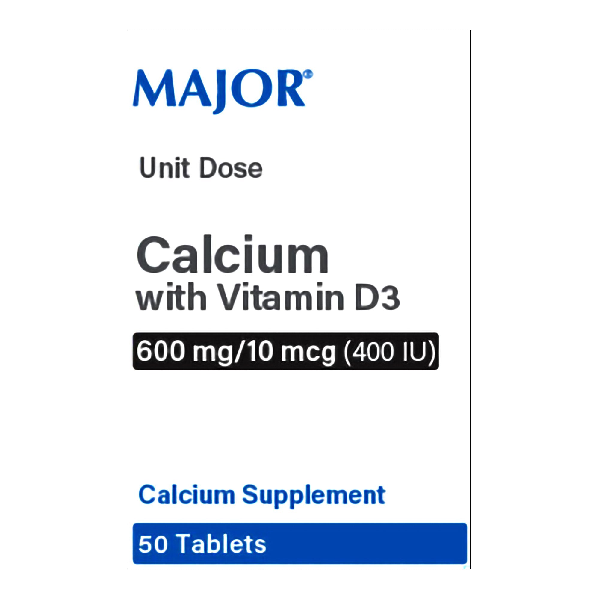 Joint Health Supplement Calcium / Vitamin D3 600 mg - 400 IU Strength Tablet 50 per Box