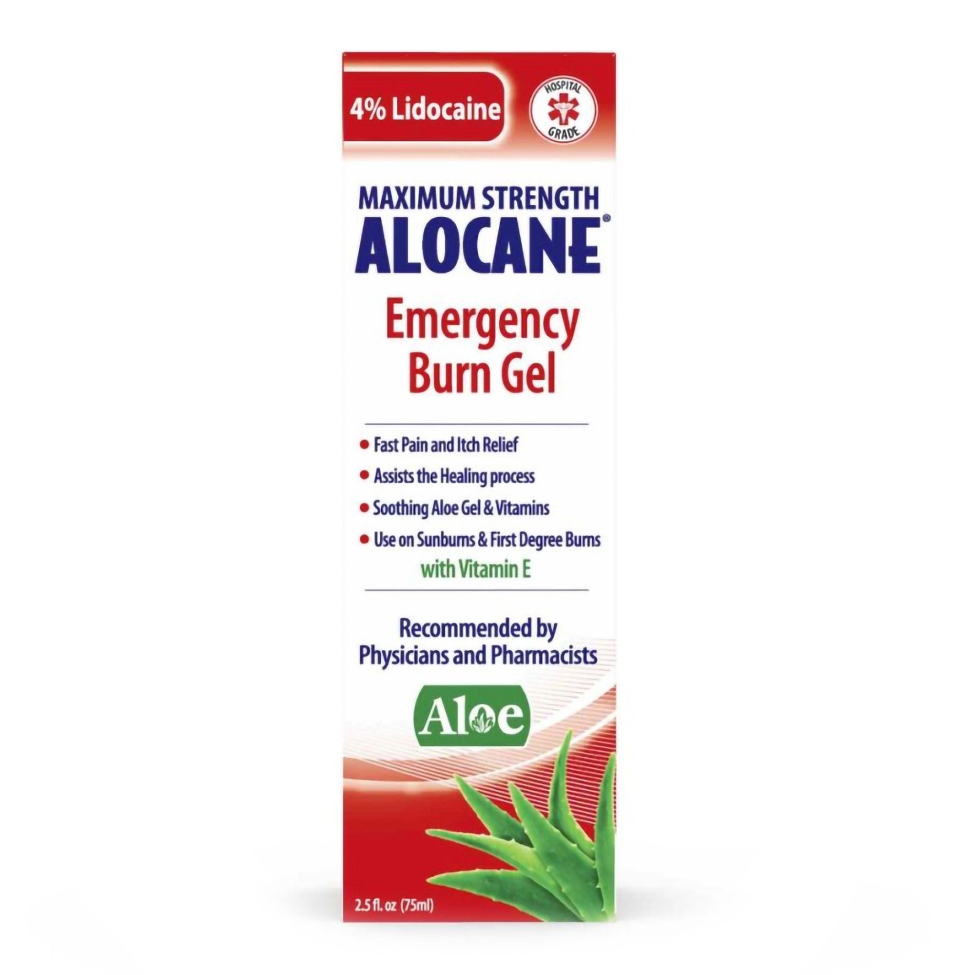 Burn Relief BZK (Benzalkonium Chloride) / Lidocaine HCl Alocane® Maximum Strength Topical Gel 2.5 oz. Tube