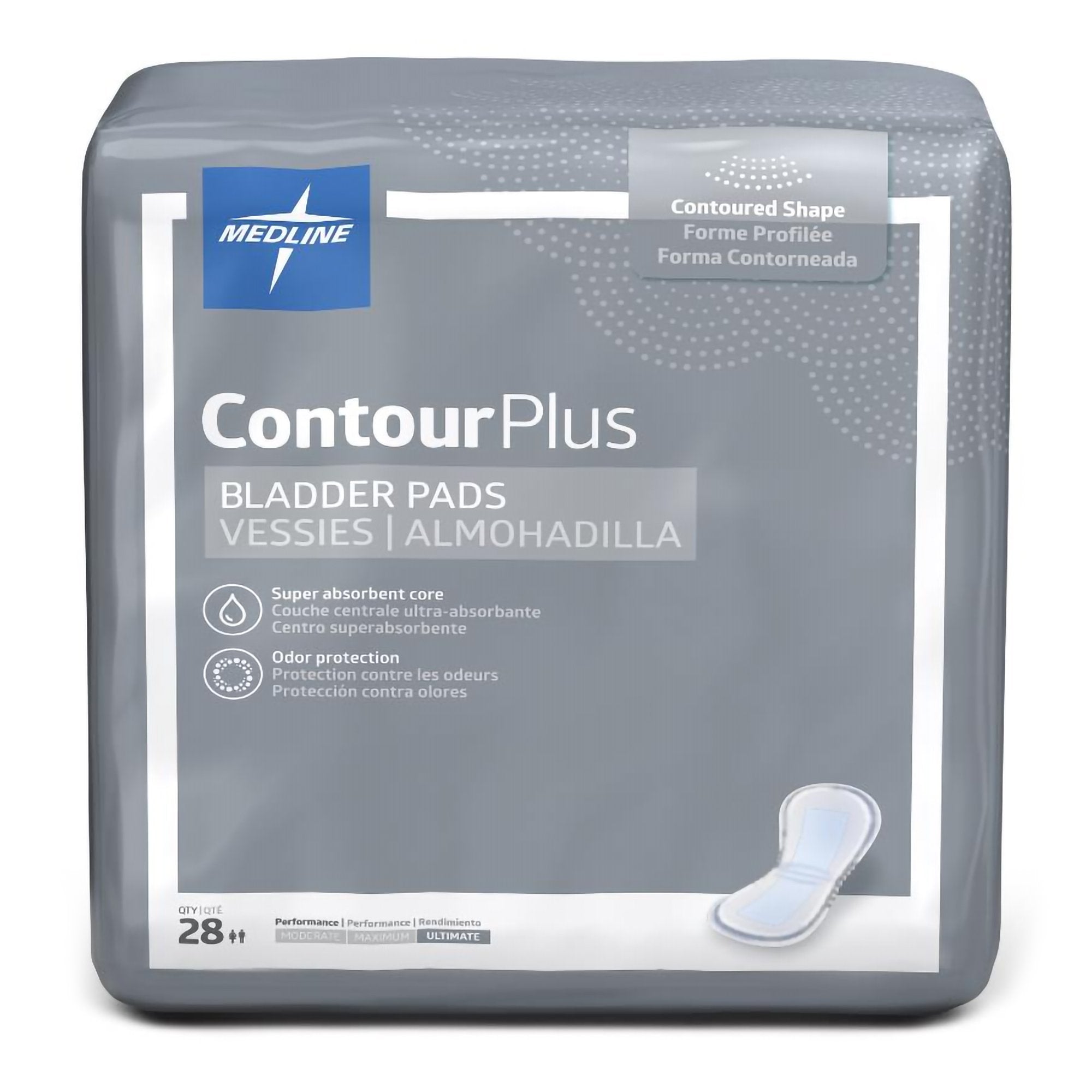 Bladder Control Pad Contour Plus Ultimate 8 X 17 Inch Heavy Absorbency Super Absorbent Core One Size Fits Most - image 2