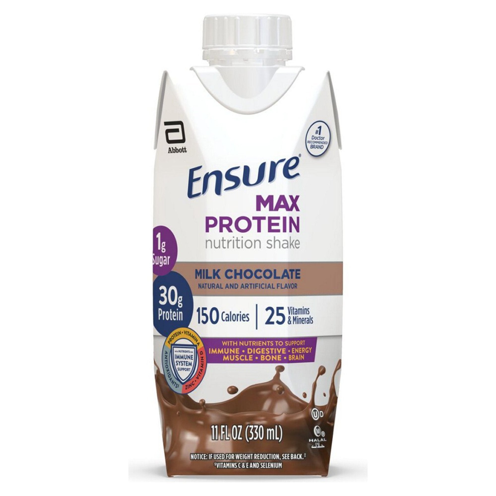 Oral Supplement Ensure® Max Protein Nutrition Shake Milk Chocolate Flavor Liquid 11 oz. Reclosable Carton - image 2