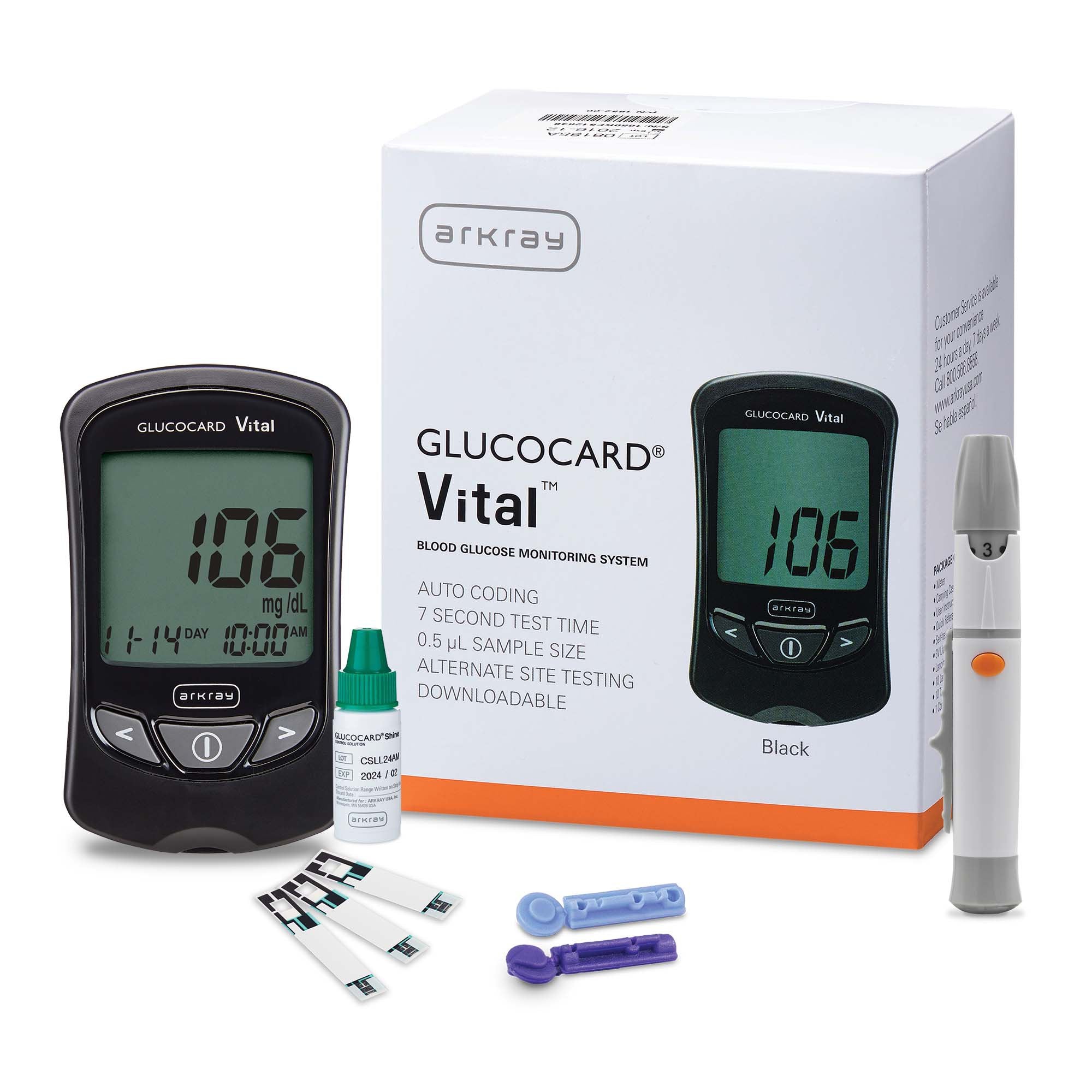 Blood Glucose Meter Glucocard® Vital™ 7 Second Results Stores up to 250 Results No Coding Required