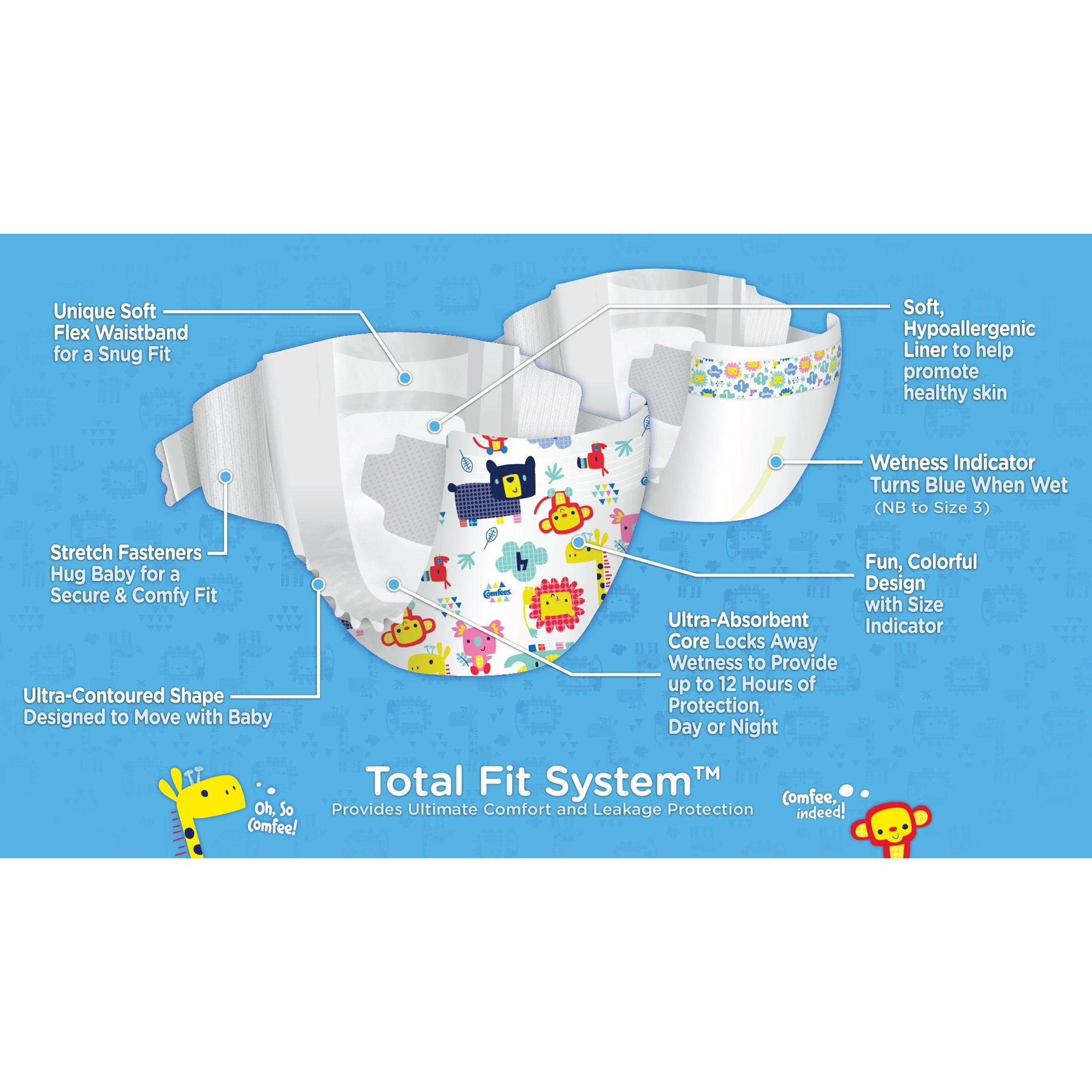 Unisex Baby Diaper Comfees® Size 1 Disposable Moderate Absorbency - image 5
