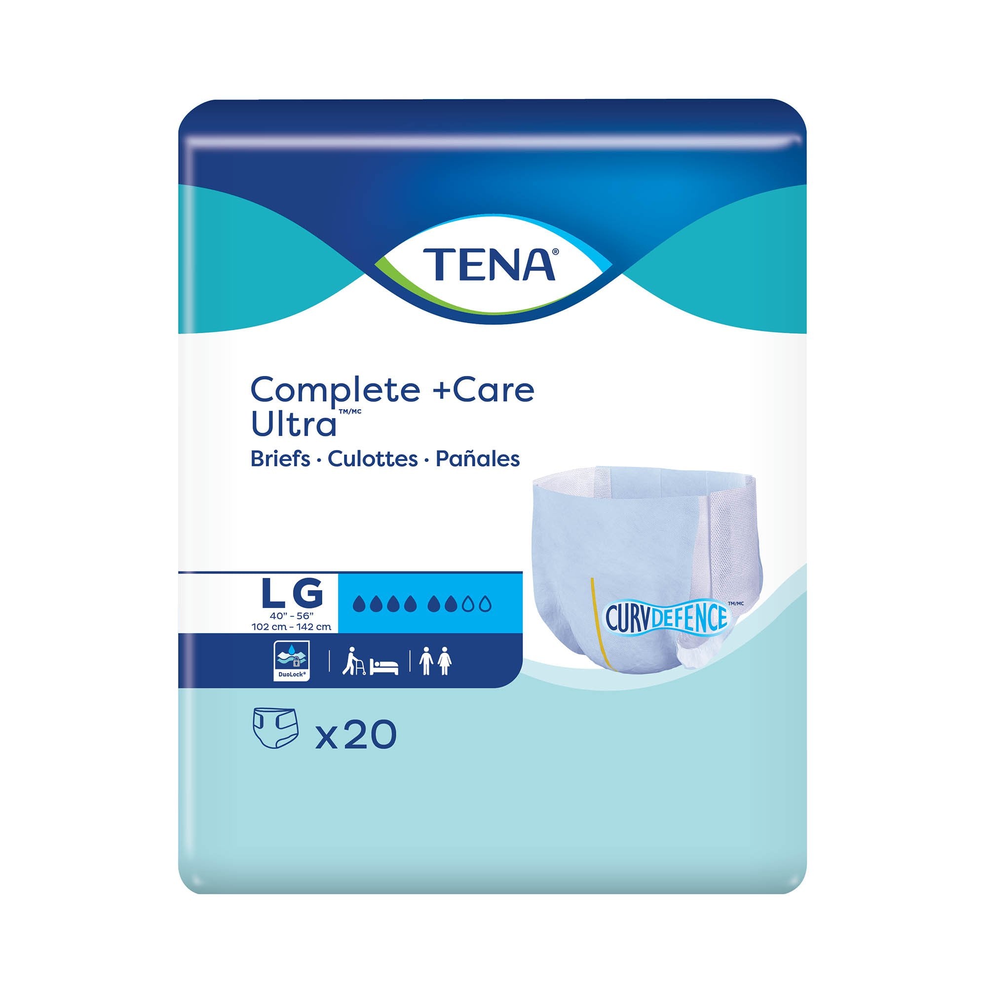Incontinence Brief TENA Complete + Care Ultra™ Adult Large Unisex Disposable Moderate Absorbency