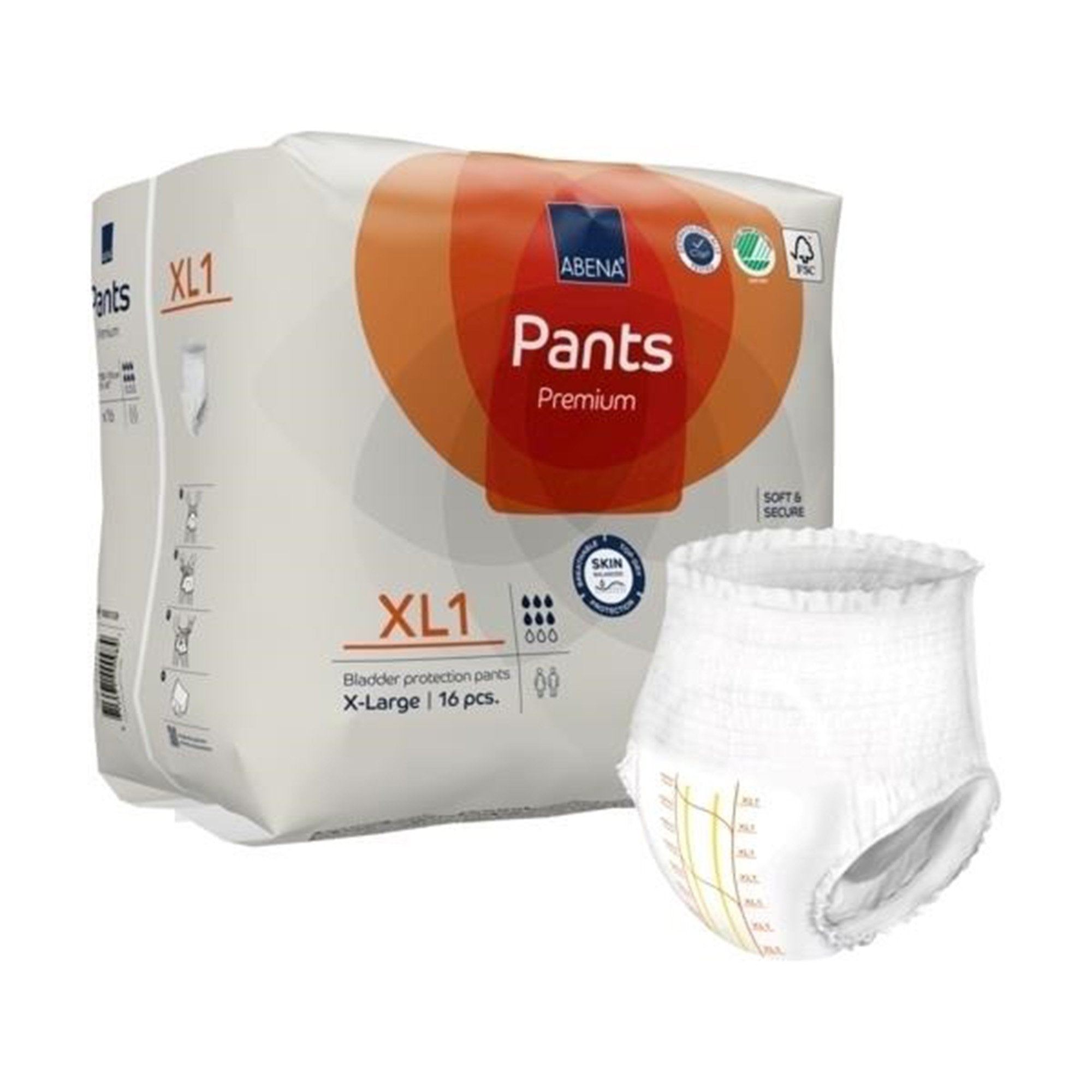 Absorbent Underwear Abena® Premium Pants XL1 Pull On with Tear Away Seams Adult X-Large Unisex Disposable Heavy Absorbency