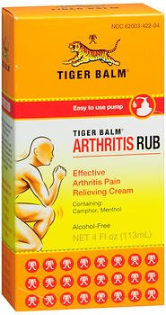 Topical Pain Relief Tiger Balm® Arthritis Rub 11% - 11% Strength Camphor / Menthol Cream 4 oz.