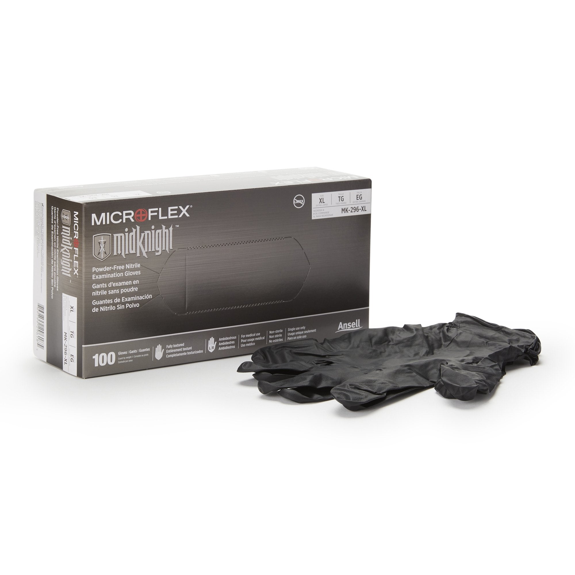Microflex® MidKnight™ Nitrile Exam Glove, Extra Large, Black