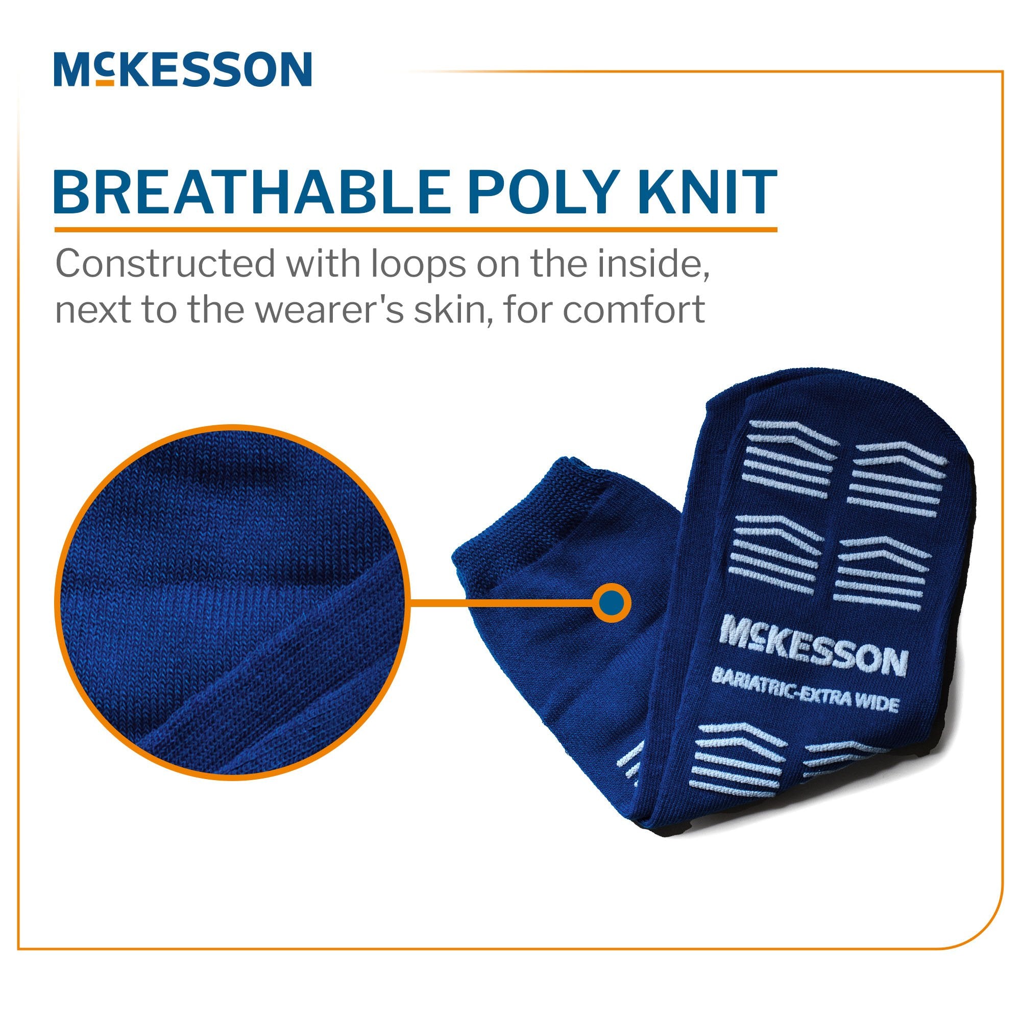 Slipper Socks McKesson Unisex Adult Bariatric / X-Wide Single Tread Single Patient Use Royal Blue - image 2
