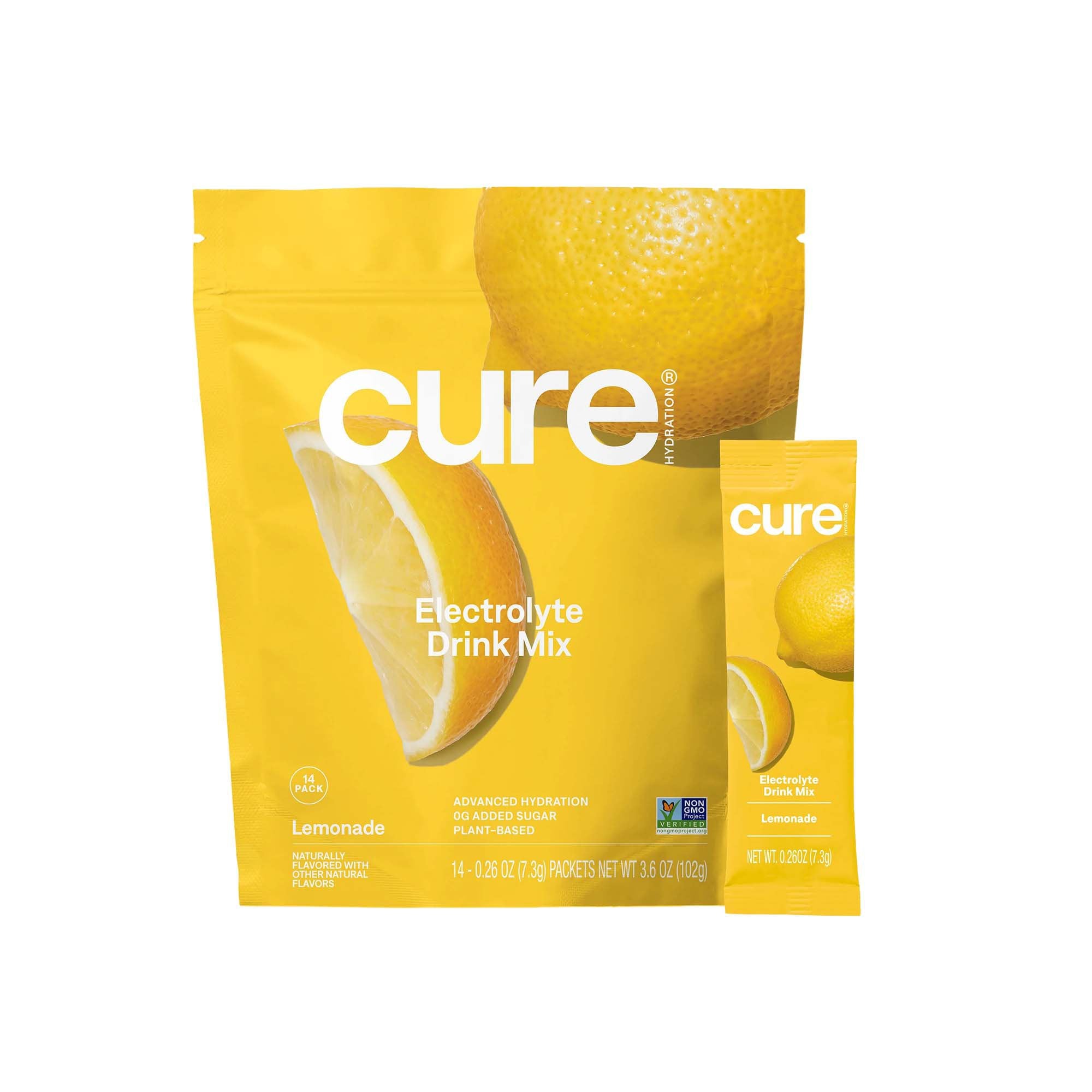 Cure Electrolyte Drink Mix made with Coconut Water, Lemonade, 7.7-gram Packets