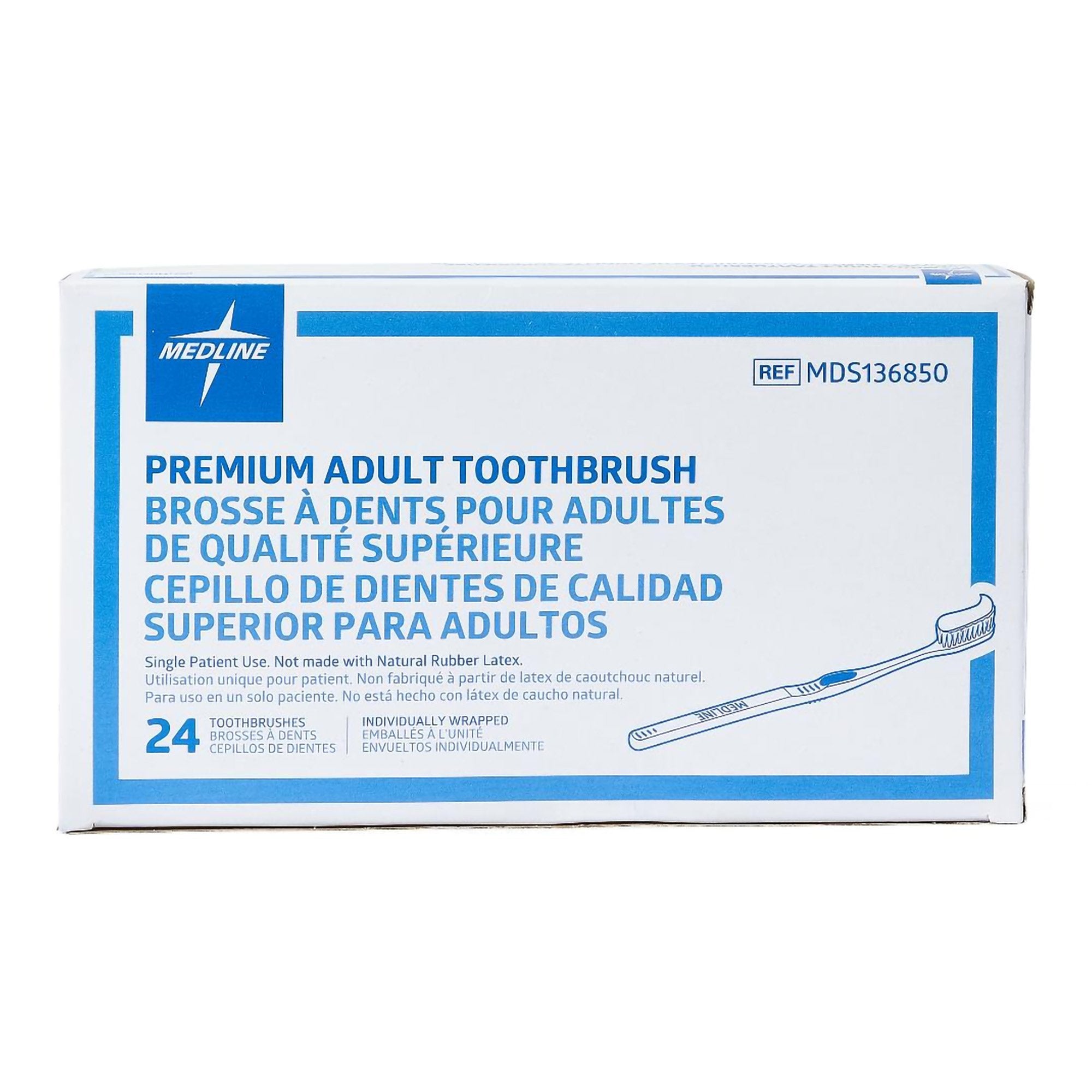 Toothbrush Medline Blue / White Adult Soft - image 2