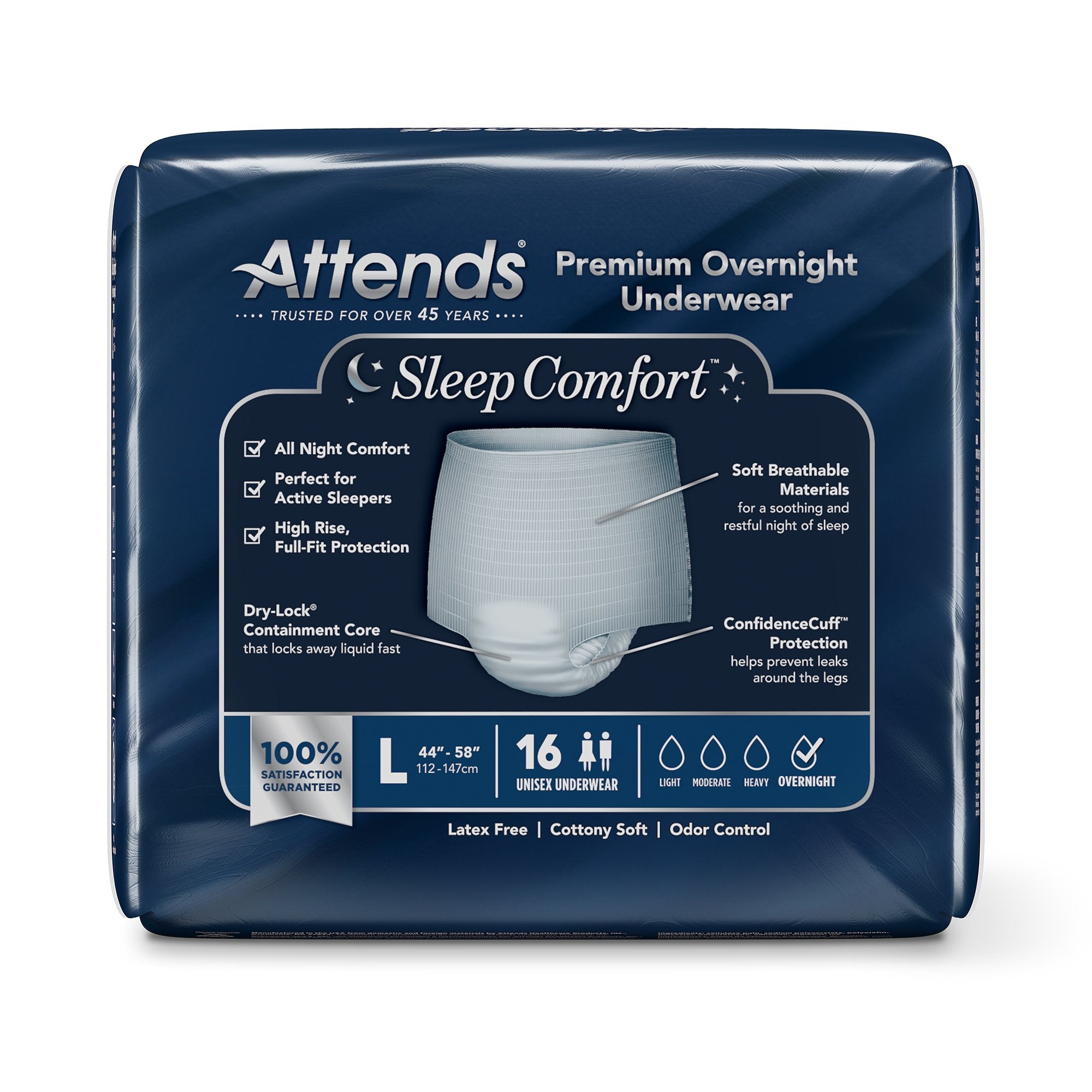Absorbent Underwear Attends Sleep Comfort Premium Overnight Pull On with Tear Away Seams Adult Large Unisex Disposable Heavy Absorbency - image 4