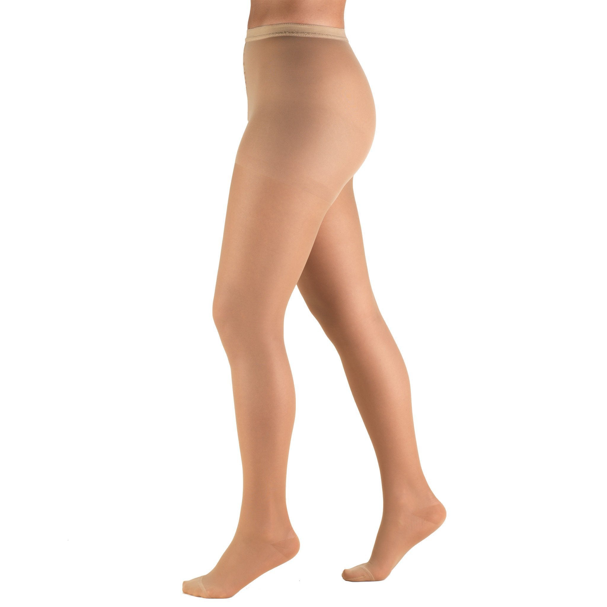 Compression Pantyhose Truform® Waist High Medium Beige Closed Toe