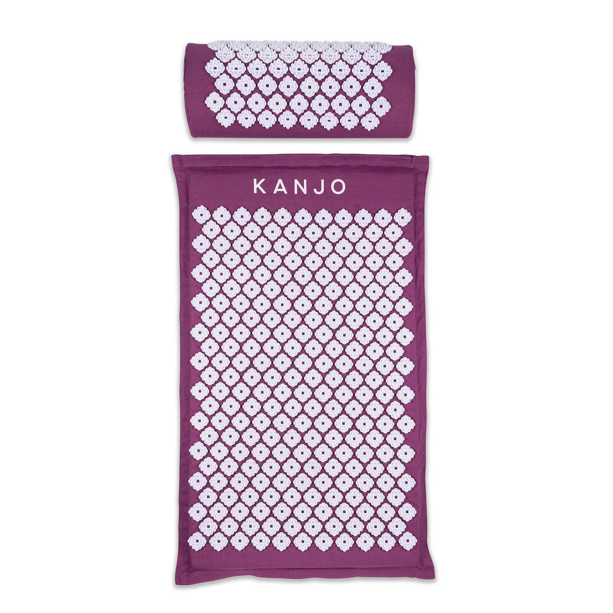Kanjo Acupressure Mat Set Amethyst Cotton Linen Blend / Plastic Mat: 17 X 28 Inch / Pillow: 6 X 14 Inch