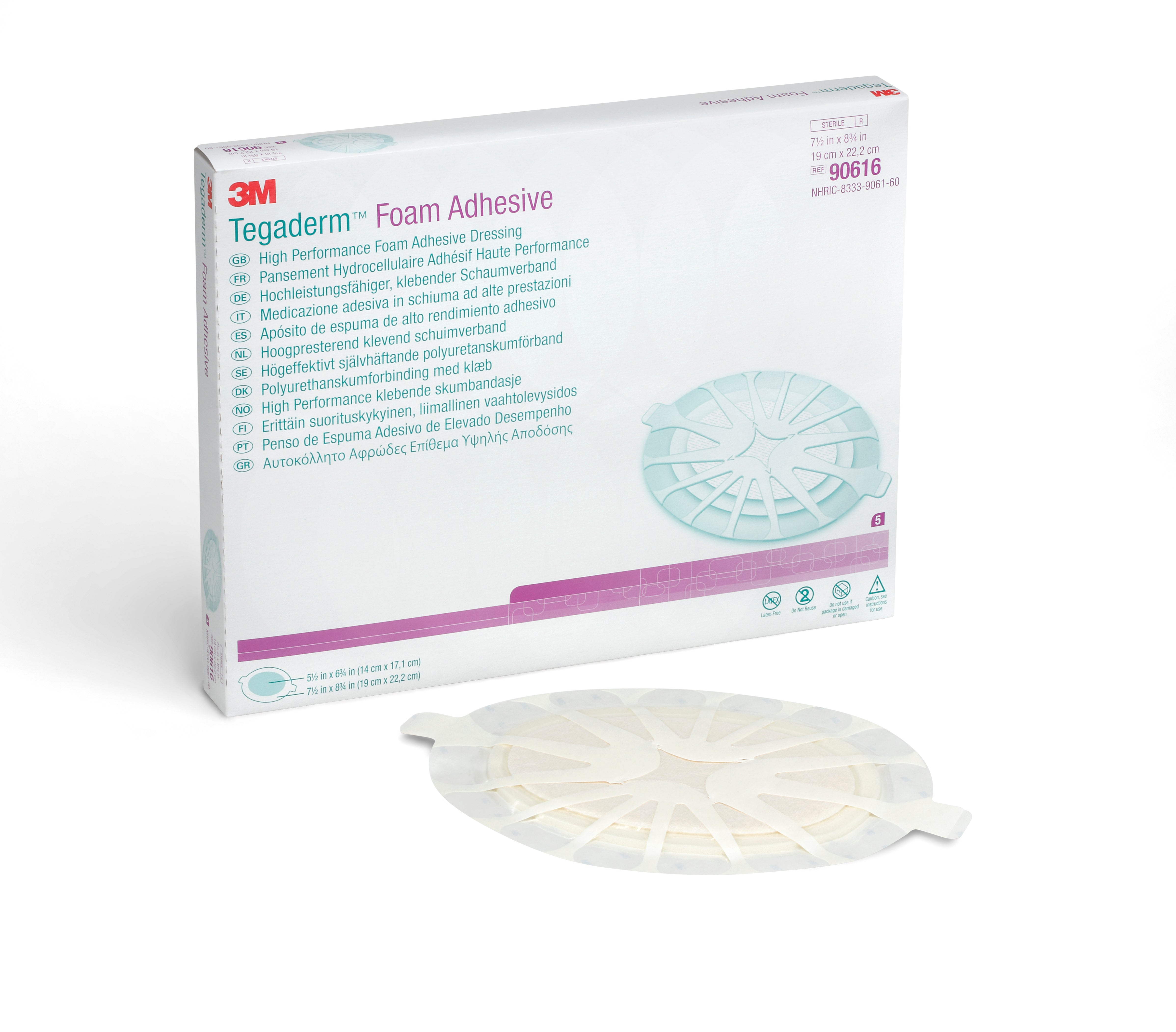 3M™ Tegaderm™ High Performance AdhesiveBorder Foam Dressing, 19 x 22.2 cm Oval