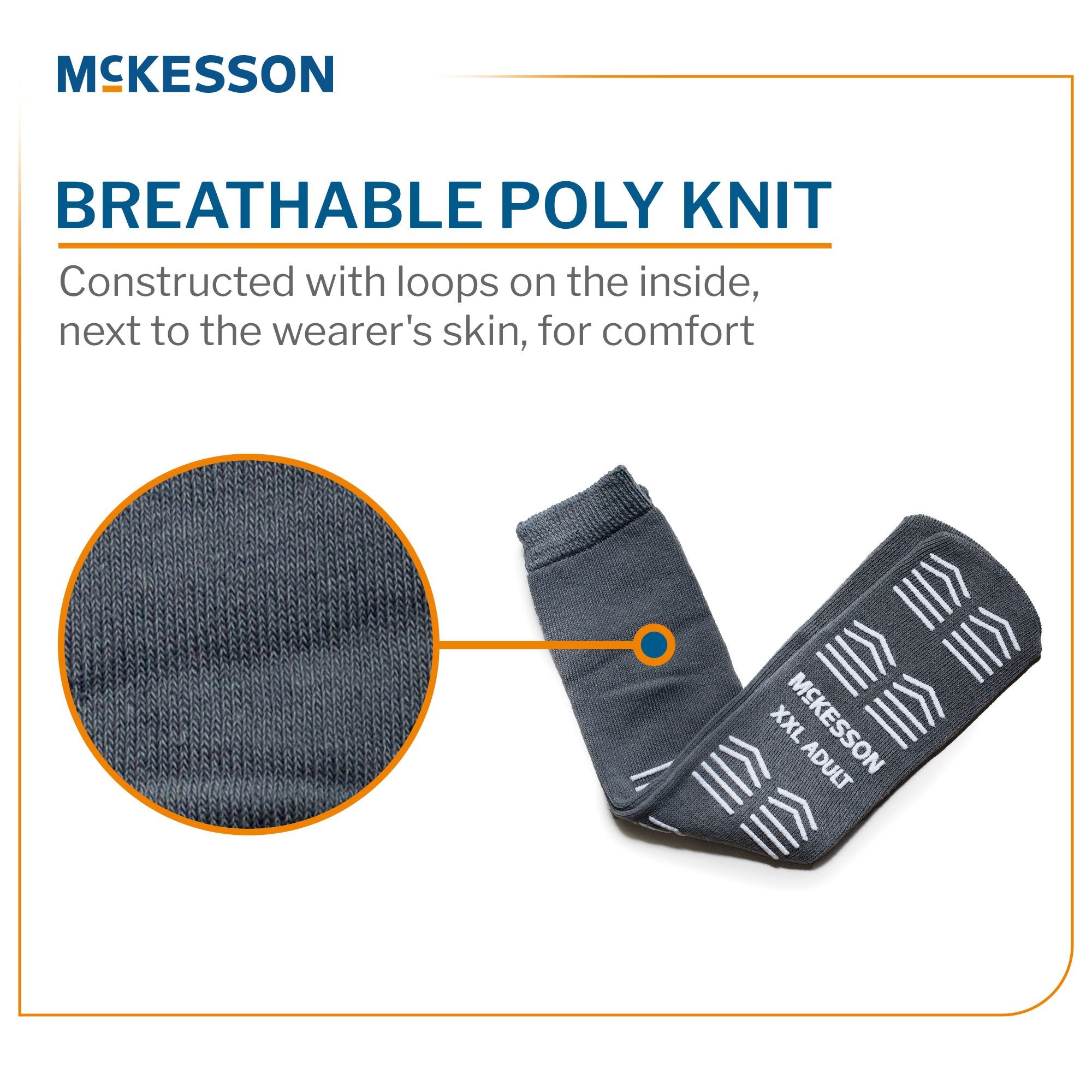 Slipper Socks McKesson Unisex Adult 2X-Large Single Tread Single Patient Use Gray - image 2