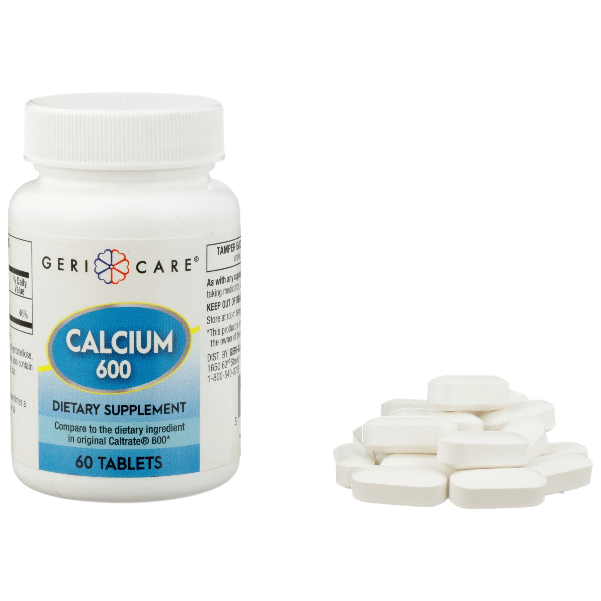 Joint Health Supplement Geri-Care® Calcium 600 mg Strength Caplet 60 per Bottle