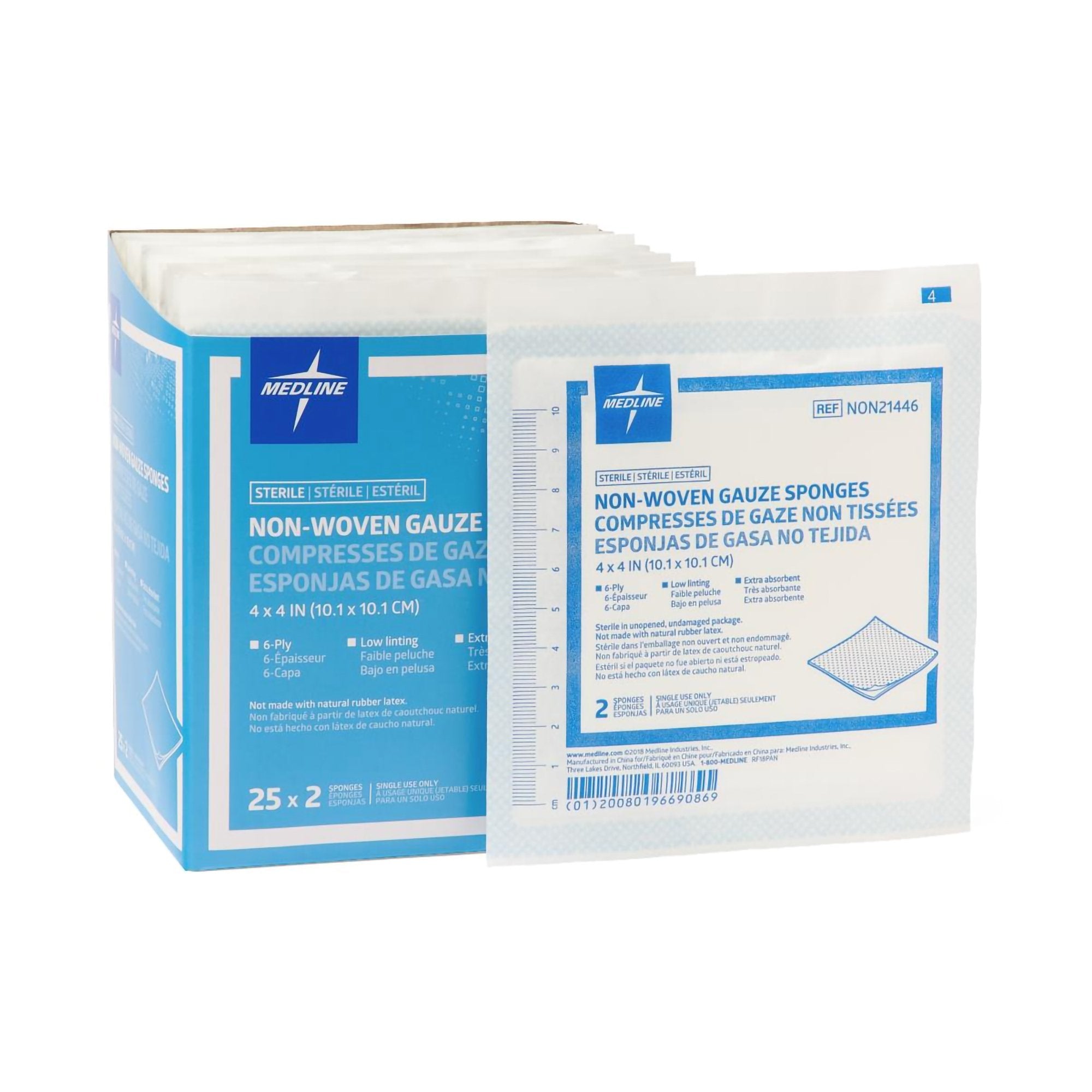 Avant Gauze® Sterile Nonwoven Sponge, 4 x 4 Inch, 6-Ply