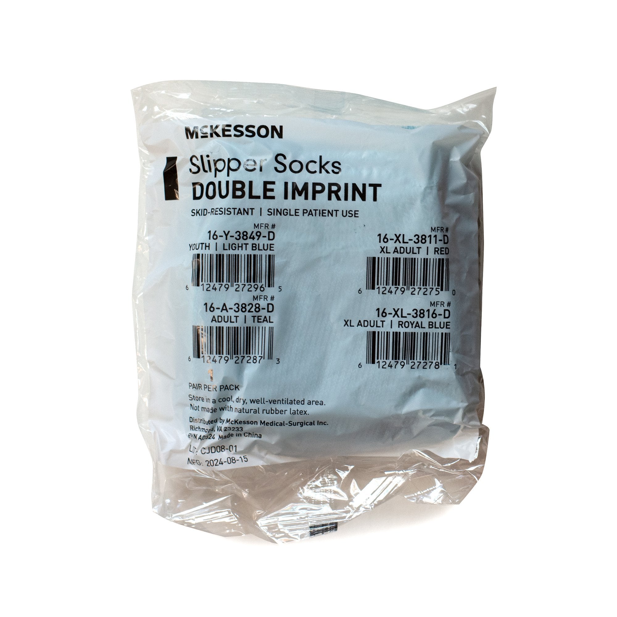 Slipper Socks McKesson Unisex Adult One Size Fits Most Double Tread Single Patient Use Teal - image 6