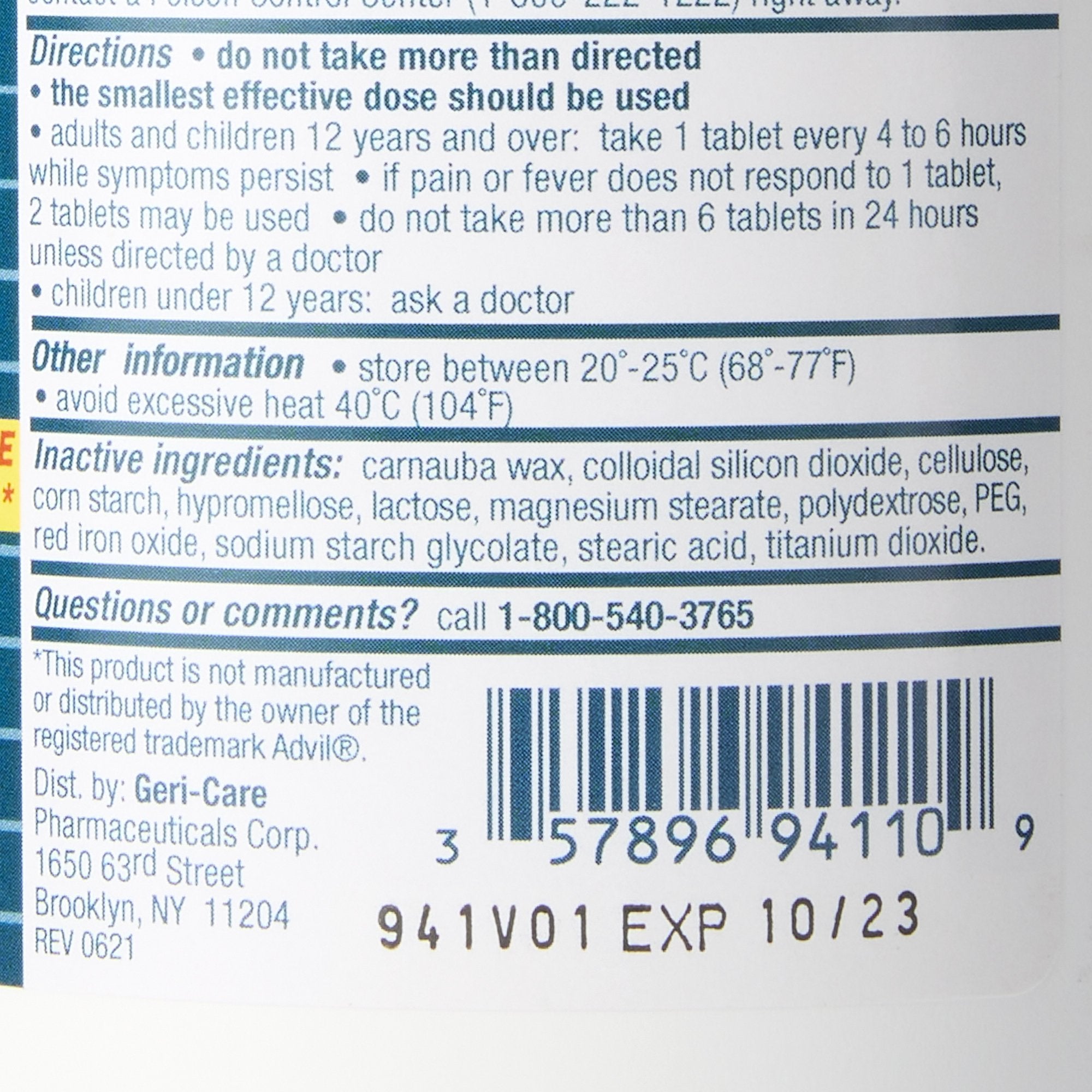 Pain Relief Geri-Care® 200 mg Strength Ibuprofen Tablet 1000 Per Bottle - image 3