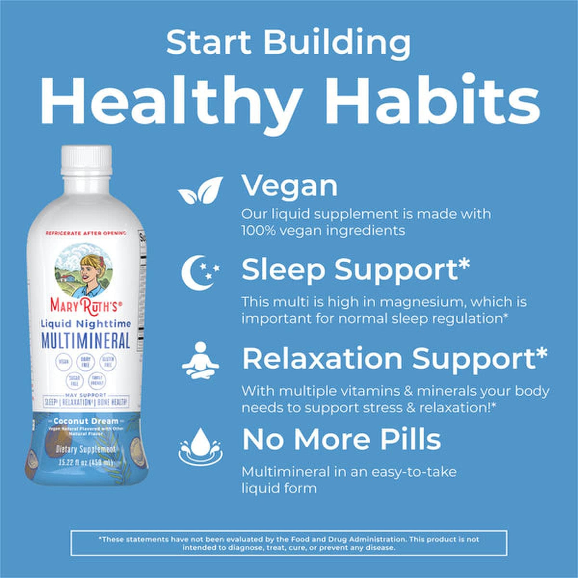 Dietary Supplement Mary Ruth's® Liquid Nighttime Multimineral Vitamin C / D / Calcium / Magnesium 1 mg - 1.7 mcg - 60 mg - 10 mg Strength Liquid 30 oz. Coconut Flavor - image 5