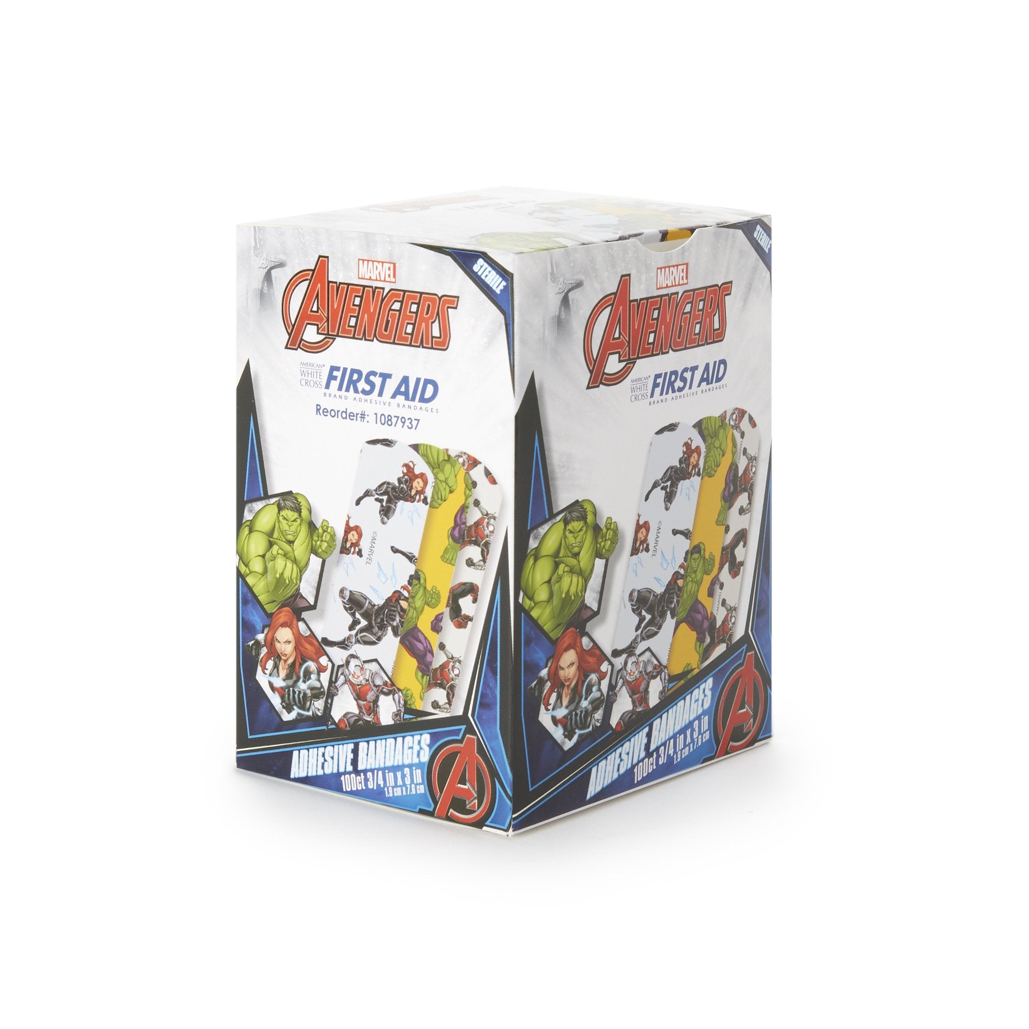 American® White Cross Stat Strip® Avengers Adhesive Strip, ¾ x 3 Inch