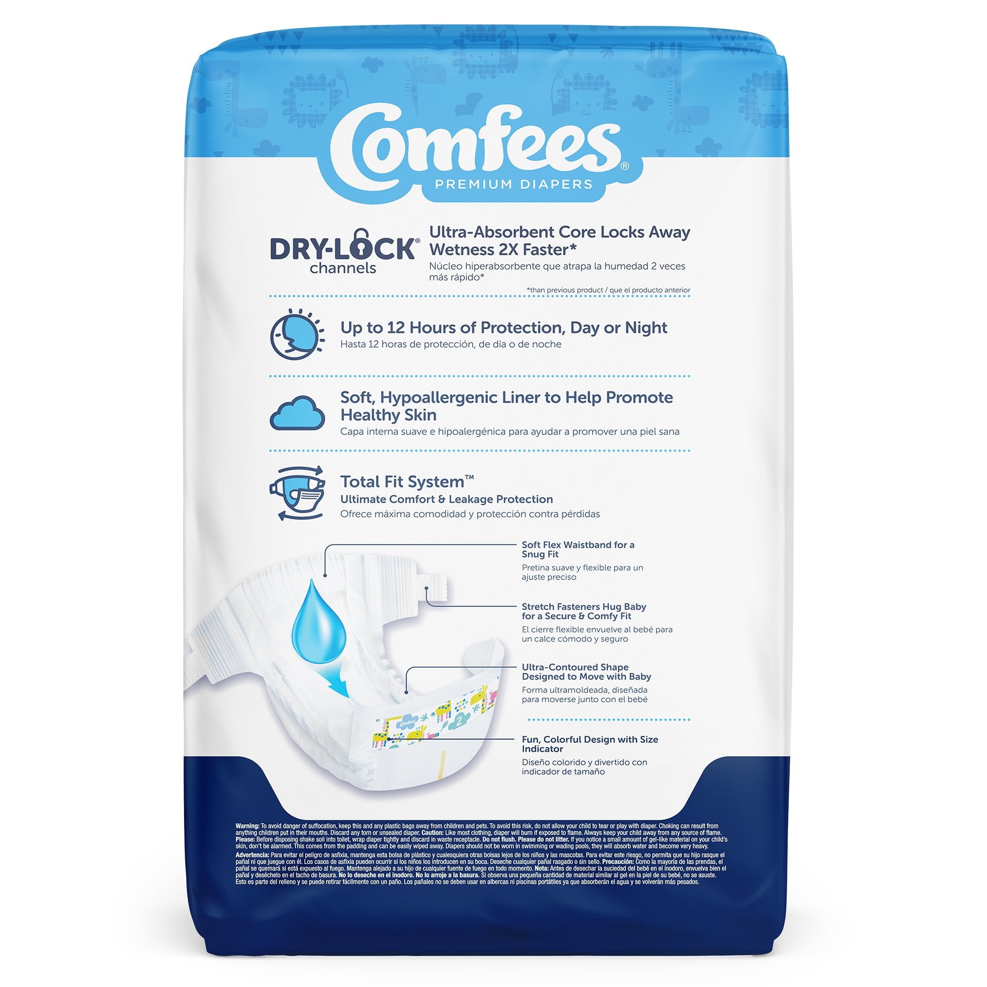 Unisex Baby Diaper Comfees® Size 2 Disposable Moderate Absorbency - image 2