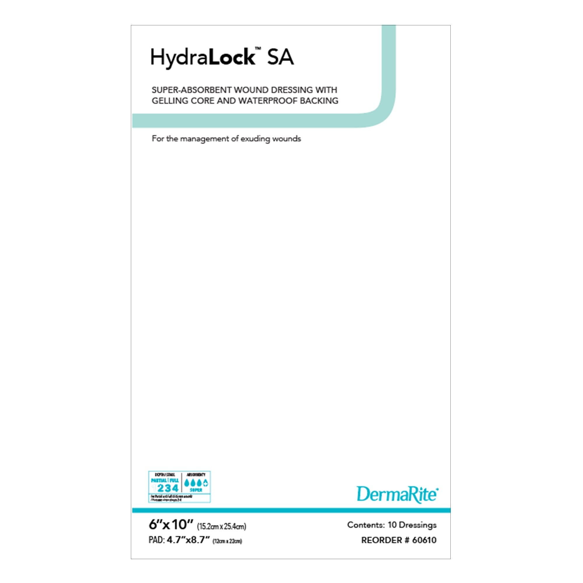 HydraLock™ Super Absorbent Dressing, 6 x 10 Inch