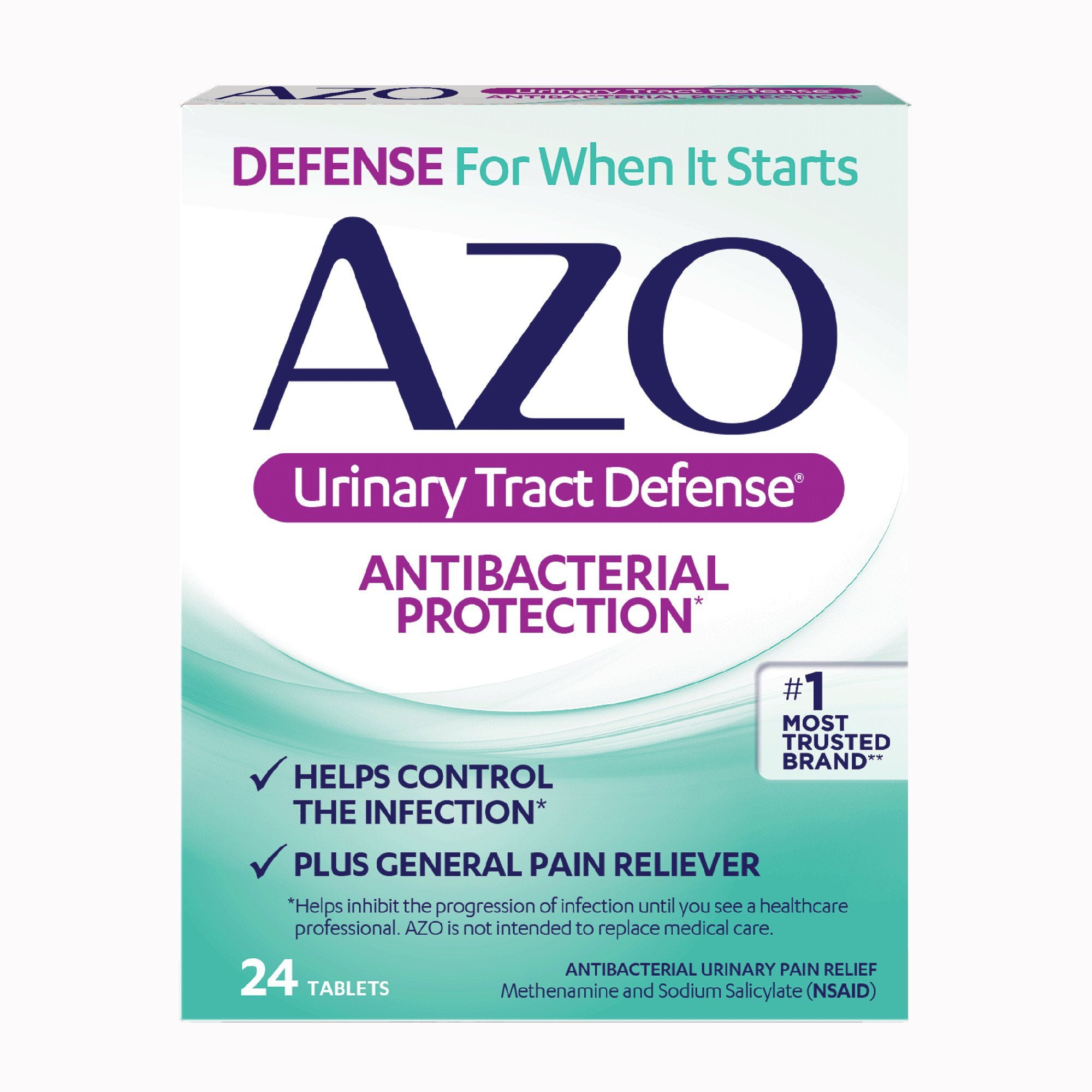 Urinary Pain Relief AZO® Urinary Tract Defense 162 mg - 162.5 mg Strength Methenamine / Sodium Salicylate Tablet 24 per Box