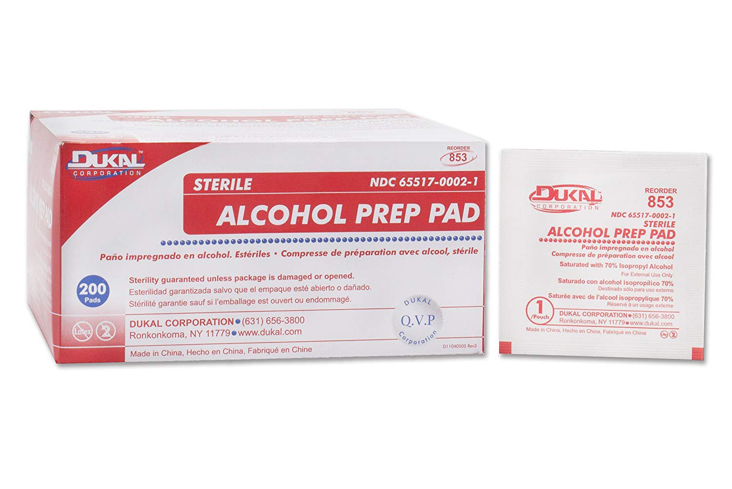 Dukal Alcohol Prep Pads, Sterile, Individual Packs