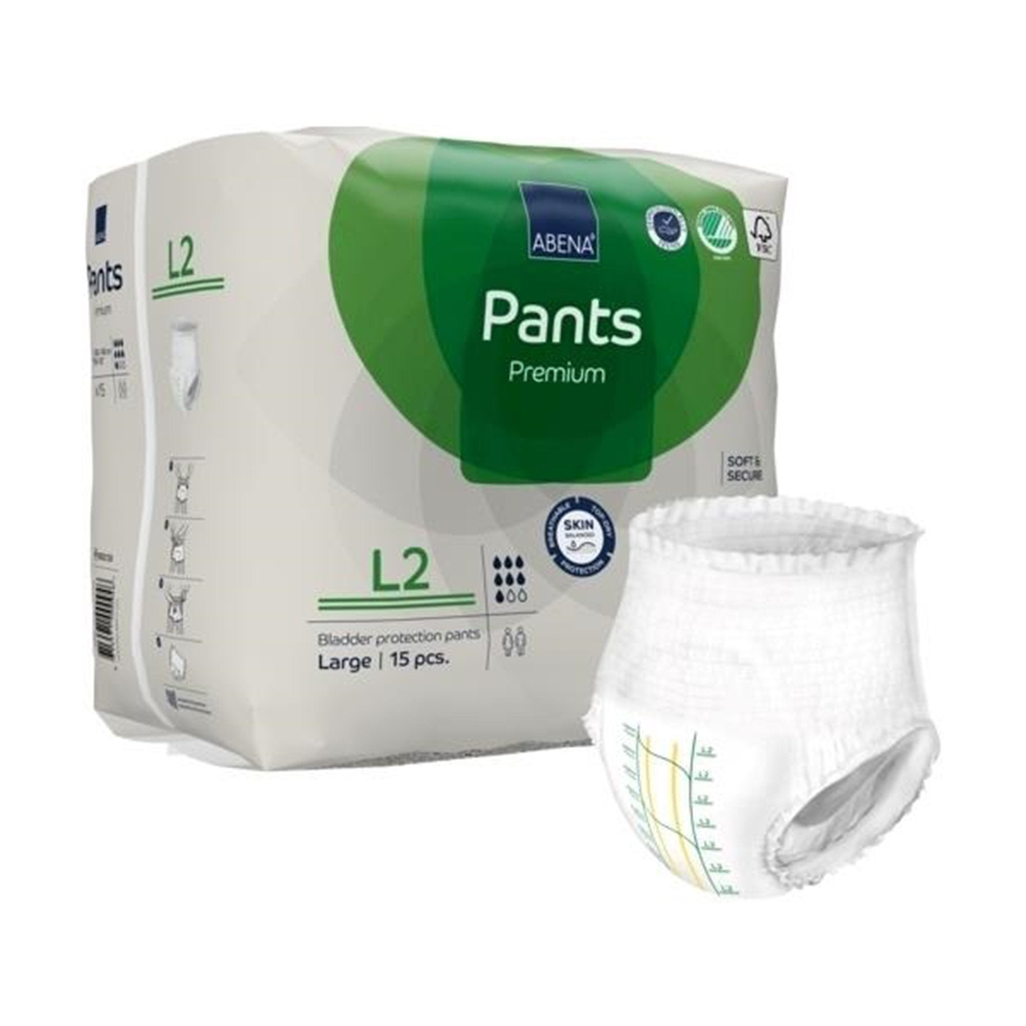 Absorbent Underwear Abena® Premium Pants L2 Pull On with Tear Away Seams Adult Large Unisex Disposable Heavy Absorbency