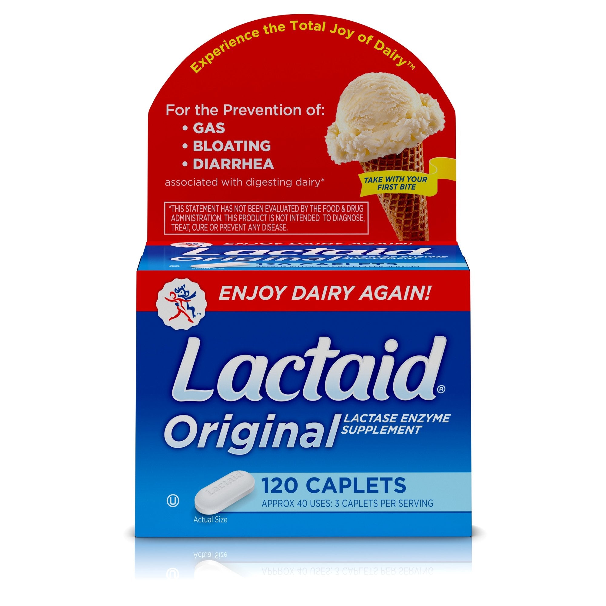 Dietary Supplement Lactaid® Original Lactase Enzyme 3,300 IU Strength Tablet 120 per Box Unflavored - image 2