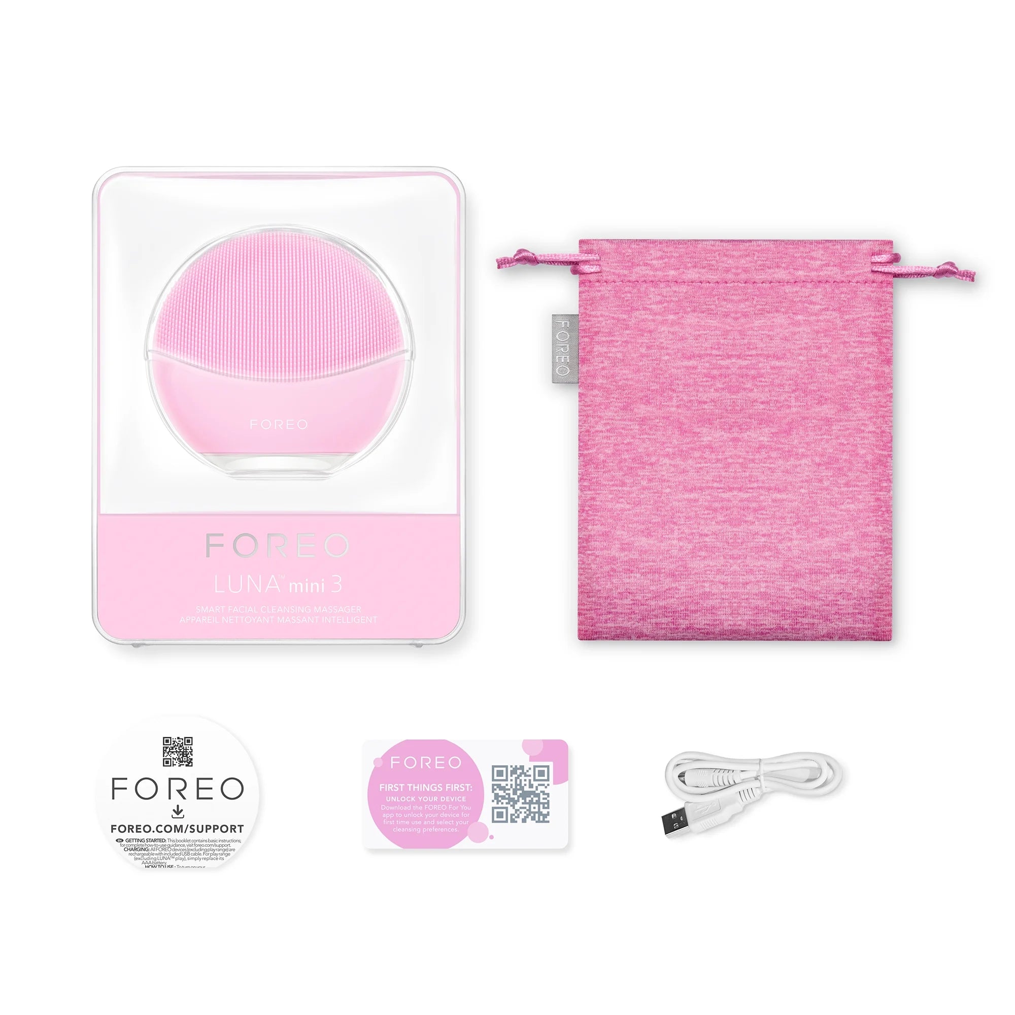 FOREO LUNA MINI 3 Cleansing Facial Brush, Pearl Pink