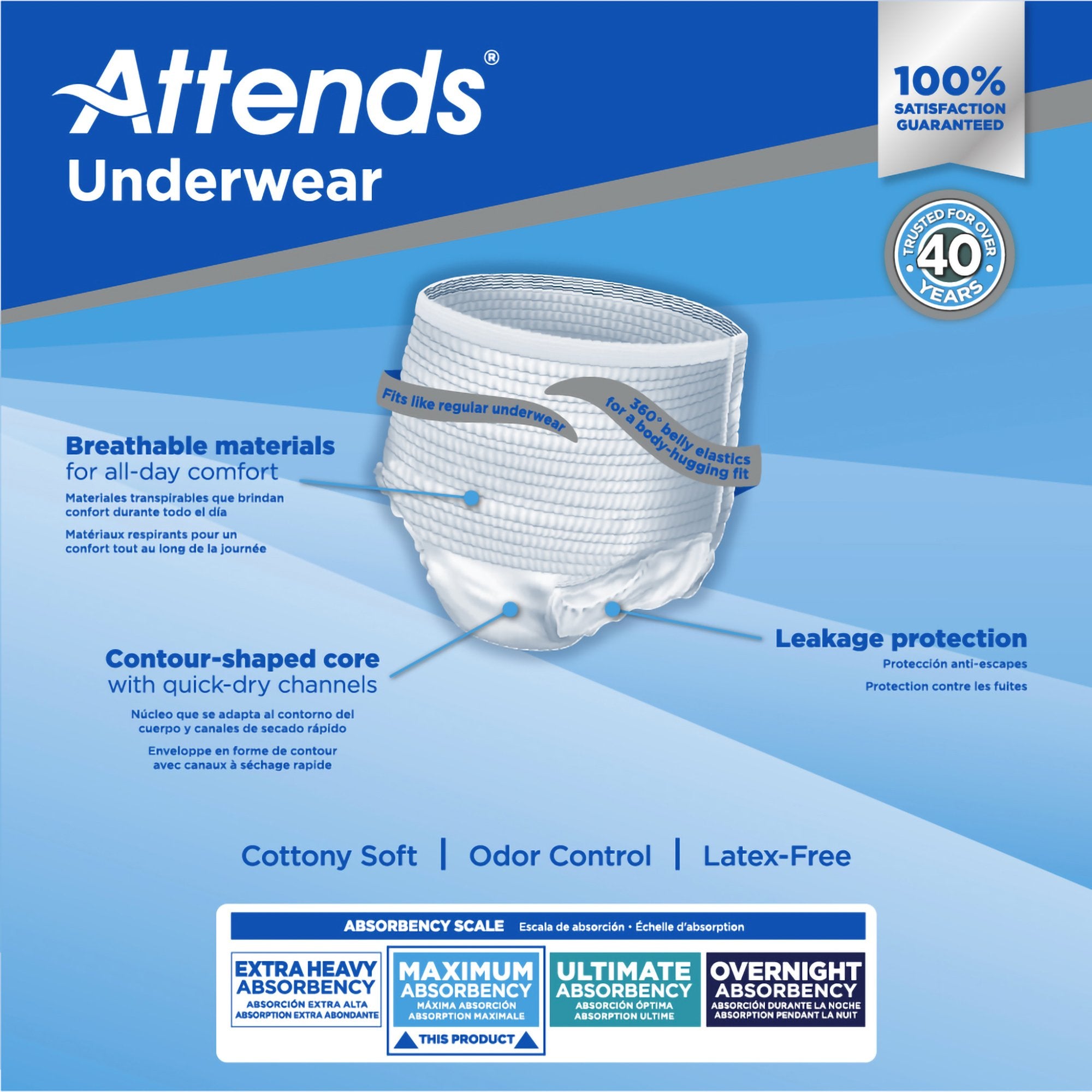 Absorbent Underwear Attends® Pull On with Tear Away Seams Adult Medium Unisex Disposable Heavy Absorbency - image 8