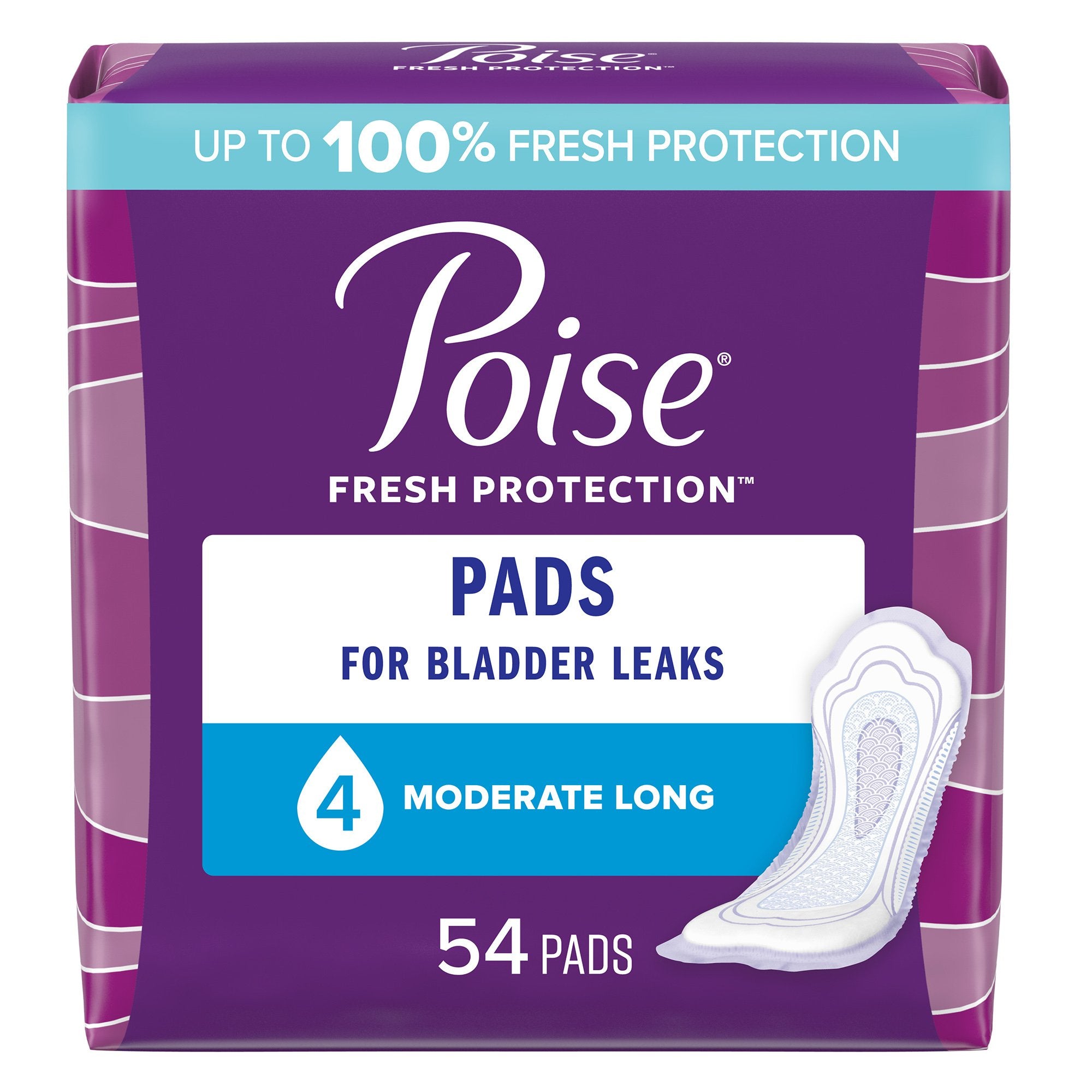 Poise® Bladder Control Pads, Adult Women, Moderate Absorbency, 12.2 Inches
