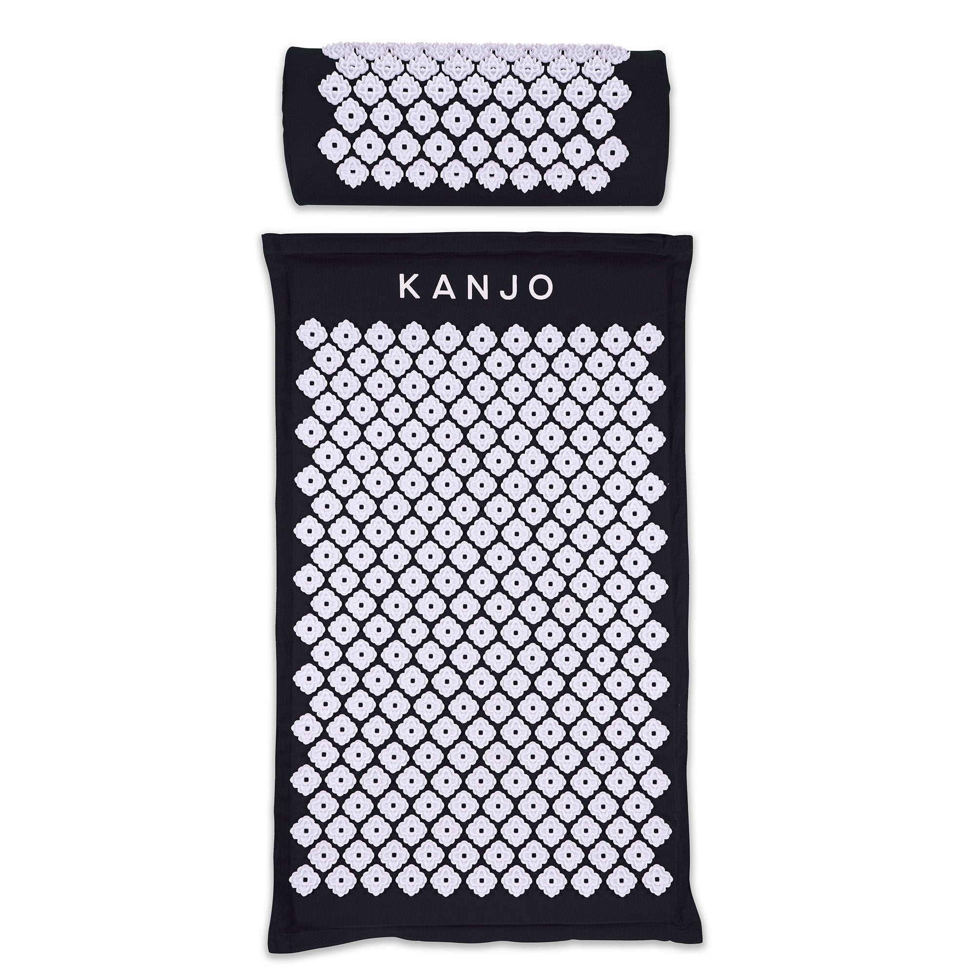 Kanjo Acupressure Mat Set Onyx Cotton-Linen Fabric / Memory Foam / Plastic Mat: 17 X 28 Inch / Pillow: 6 X 14 Inch