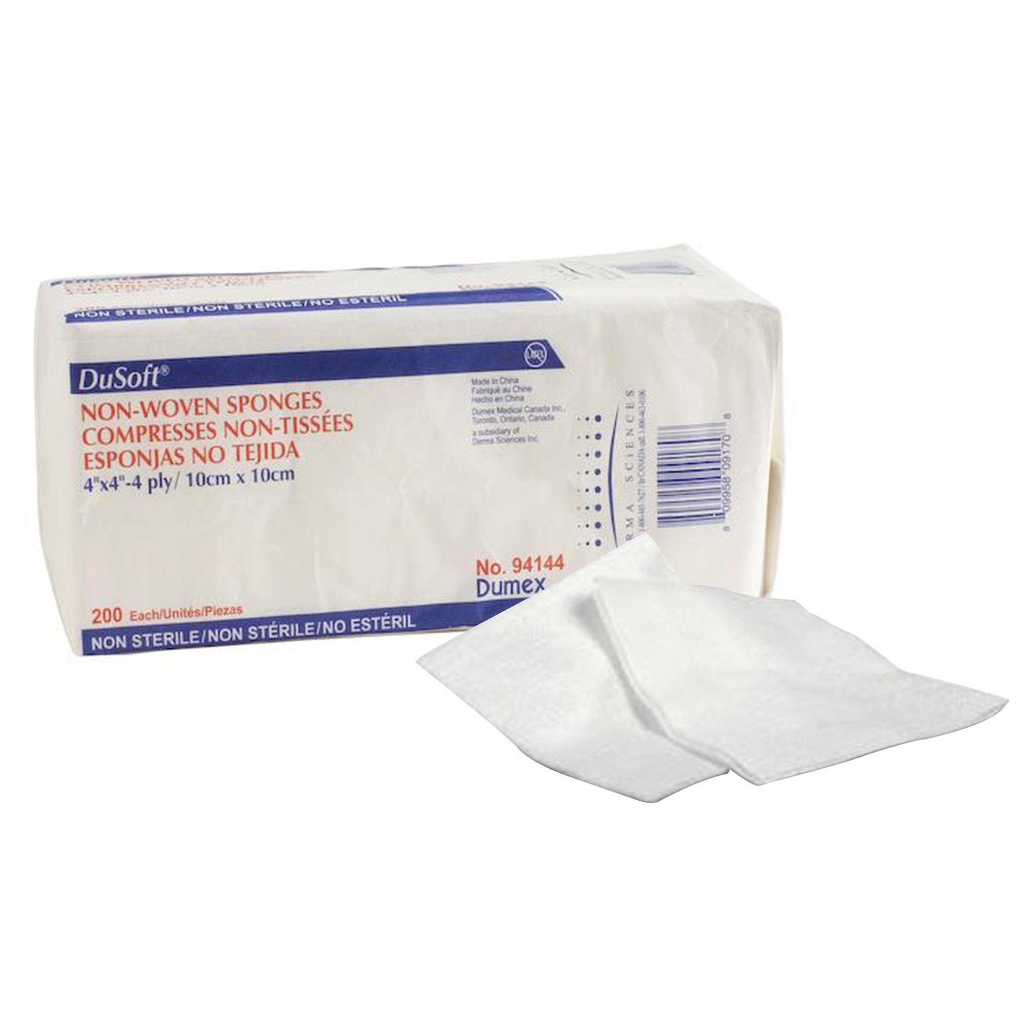 Dusoft® Nonwoven Sponge, 4 x 4 Inch, 4-Ply