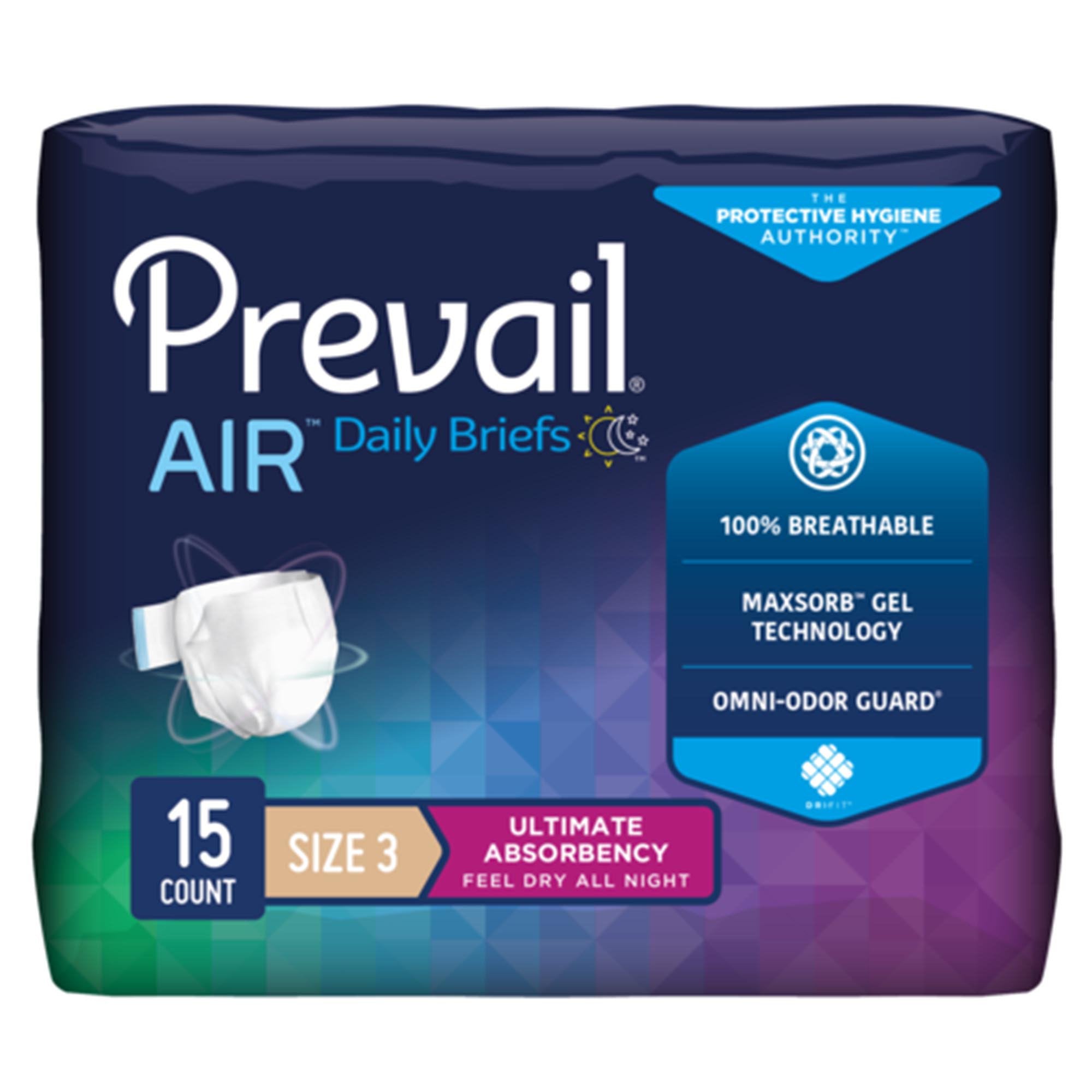 Prevail Air™ Stretchable Ultimate Plus Absorbency Briefs, Size 3