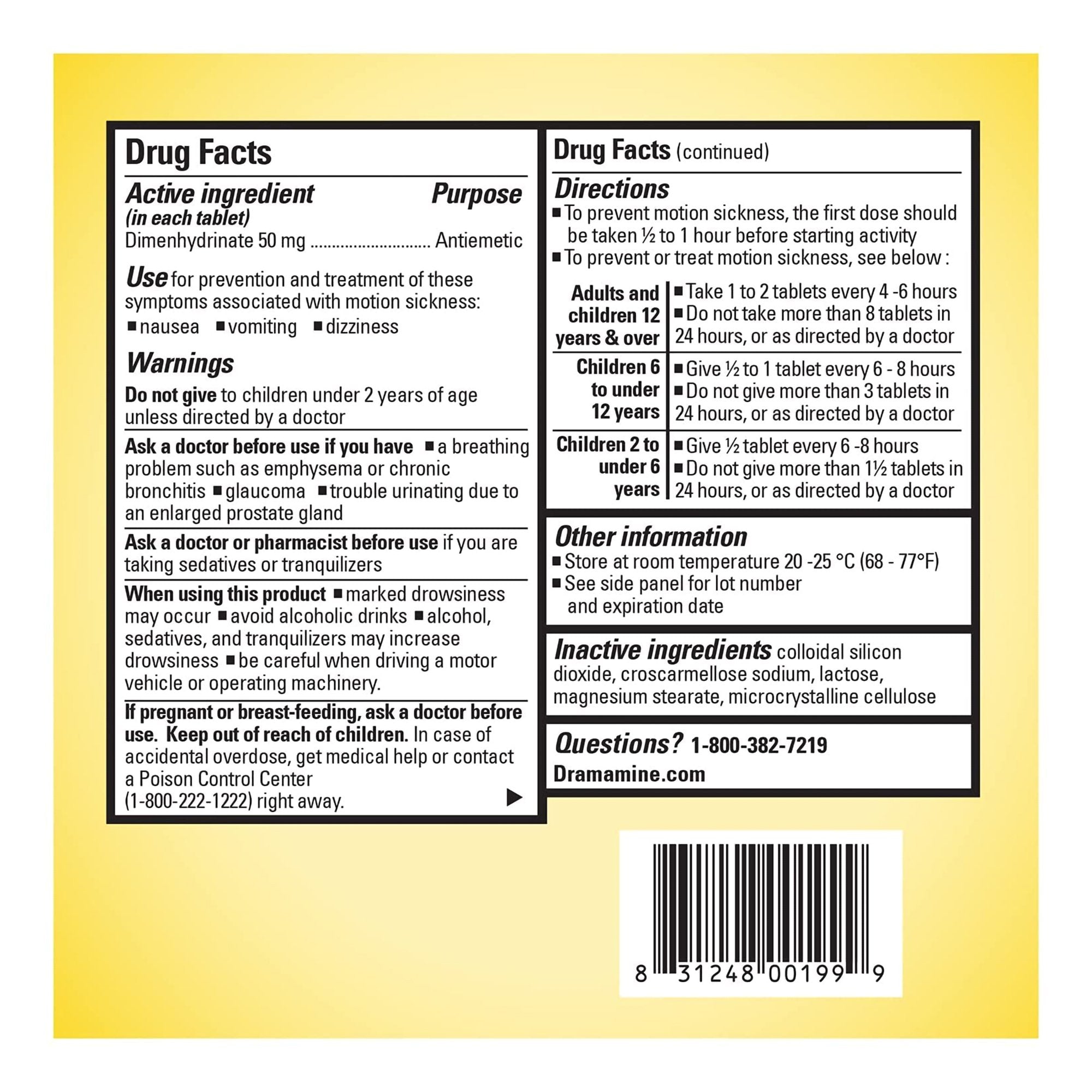 Nausea Relief Dramamine® 50 mg Strength Tablet 36 Per Box - image 2