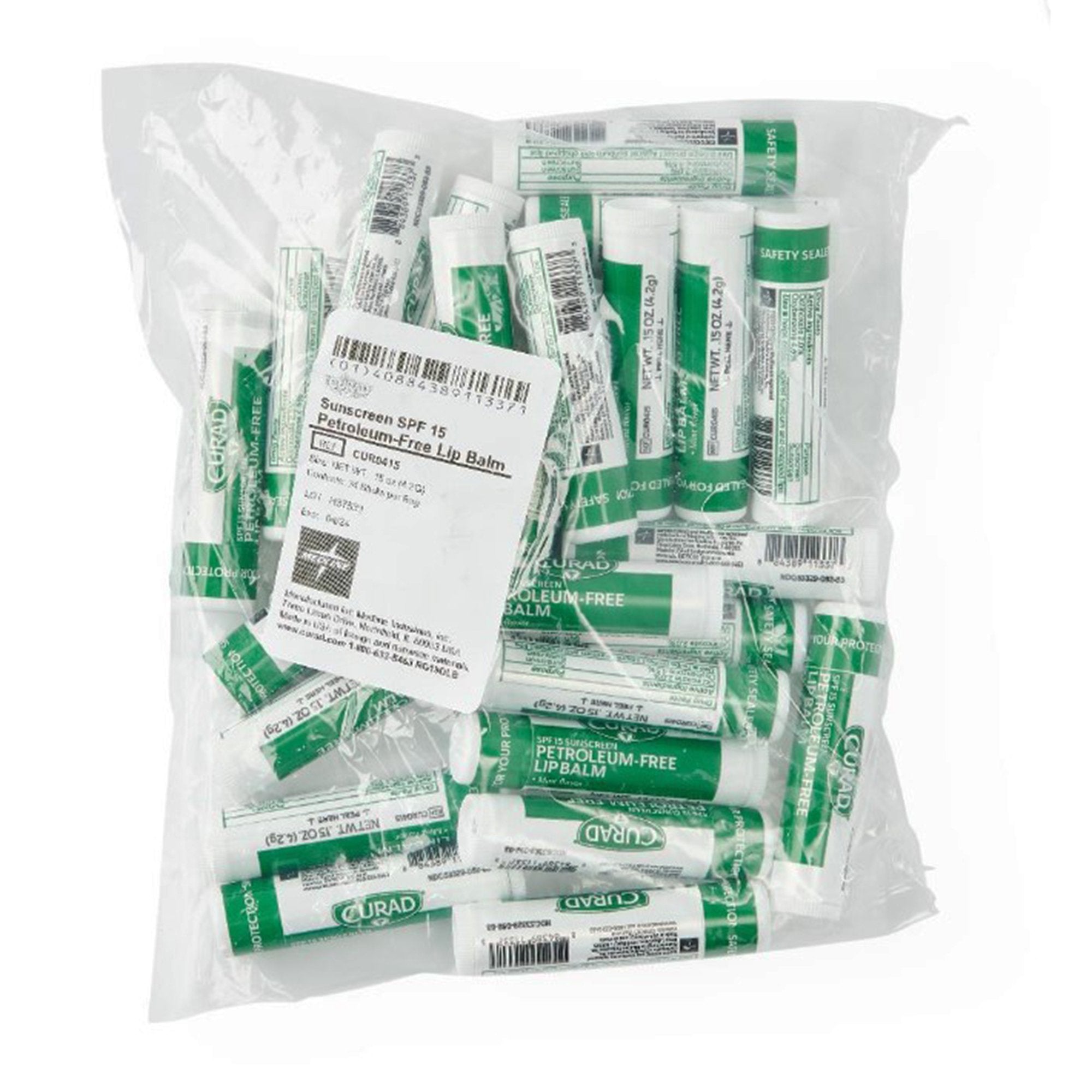 Lip Balm with Sunscreen Curad® 0.15 oz. Balm Tube Mint Flavor
