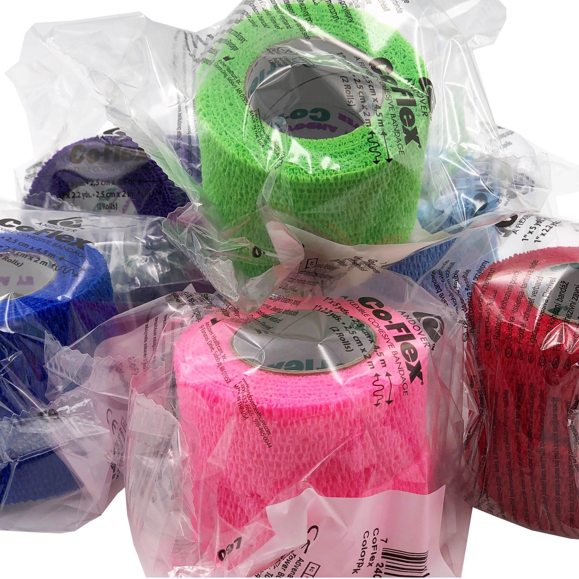 Cohesive Bandage Co-Flex®·Med 2 Inch X 5 Yard Self-Adherent Closure Neon Pink / Blue / Purple / Light Blue / Neon Green / Red NonSterile 16 lbs. Tensile Strength - image 3