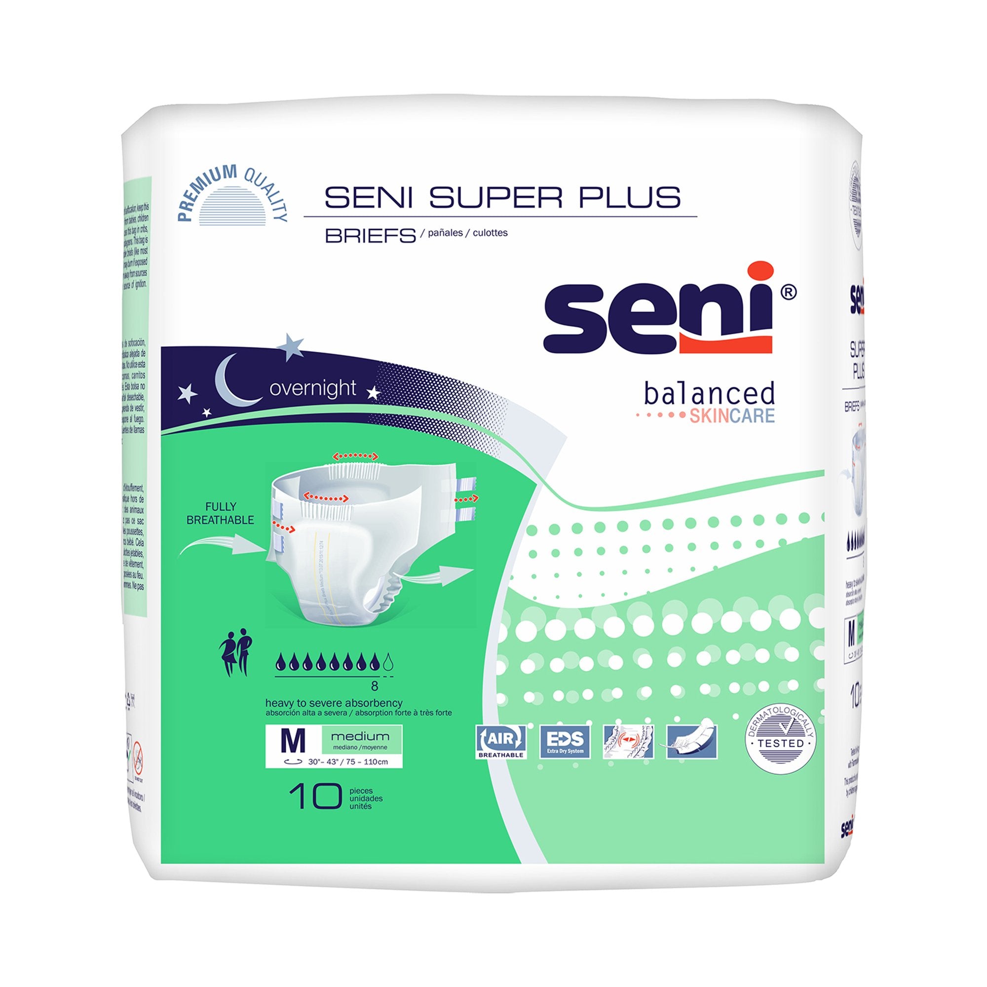 Incontinence Brief Seni® Super Plus Adult Medium Unisex Disposable Heavy Absorbency