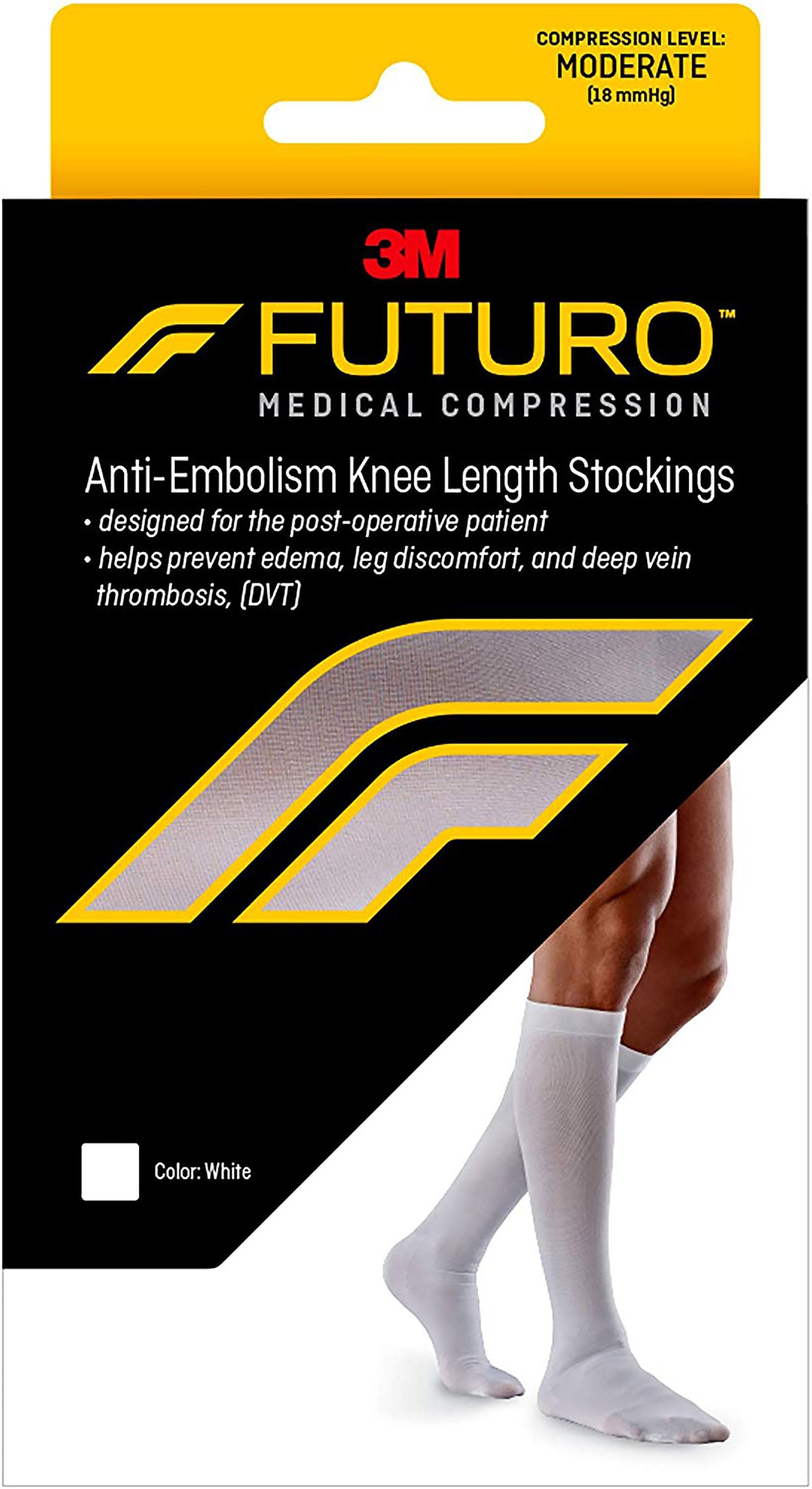3M Futuro™ Anti-Embolism Stockings, Knee-High, Closed-Toe, Medium/Regular, White