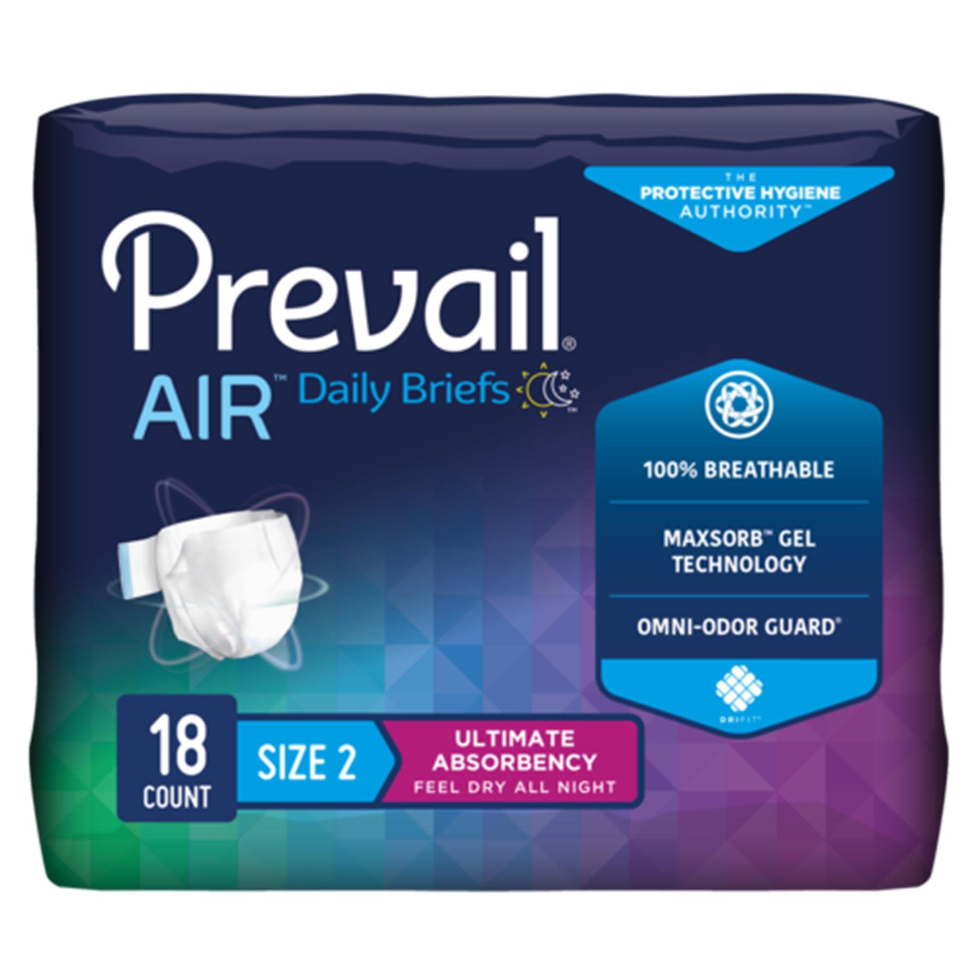 Prevail Air™ Stretchable Ultimate Plus Absorbency Briefs, Size 2