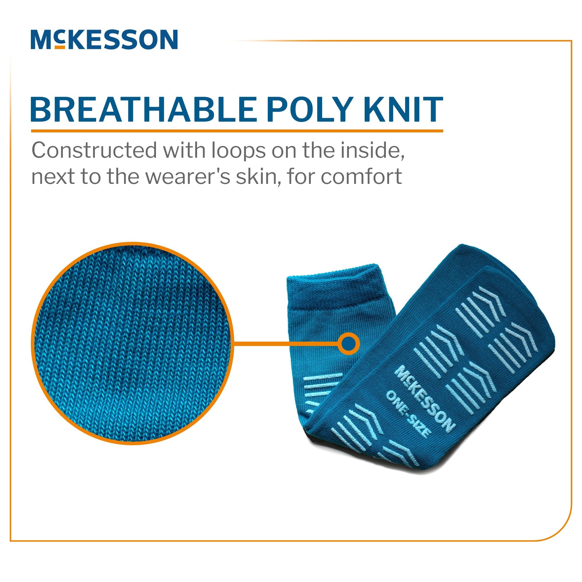 Slipper Socks McKesson Unisex Adult One Size Fits Most Single Tread Single Patient Use Teal - image 2
