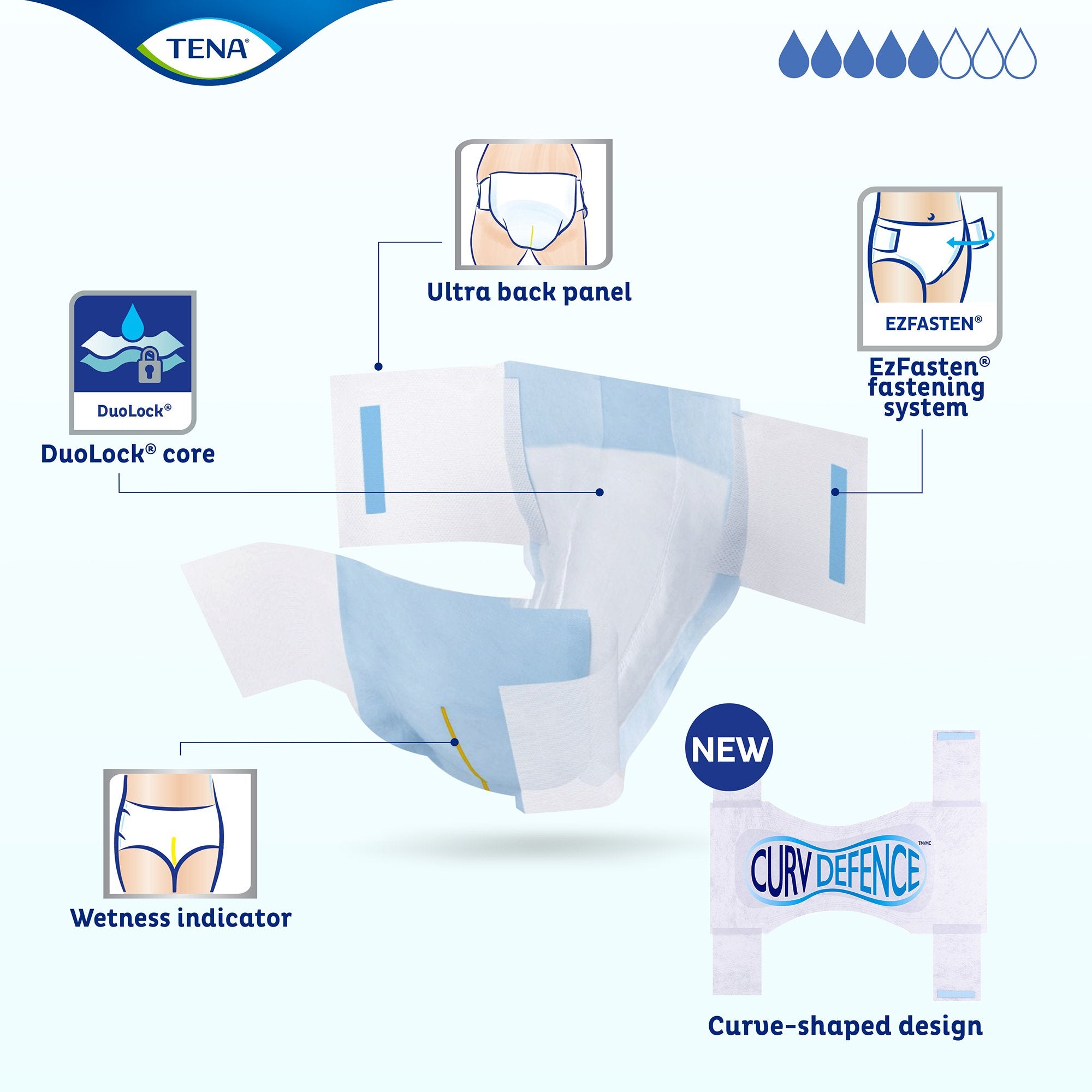 Incontinence Brief TENA Dry Comfort™ Adult Medium Unisex Disposable Moderate Absorbency - image 3