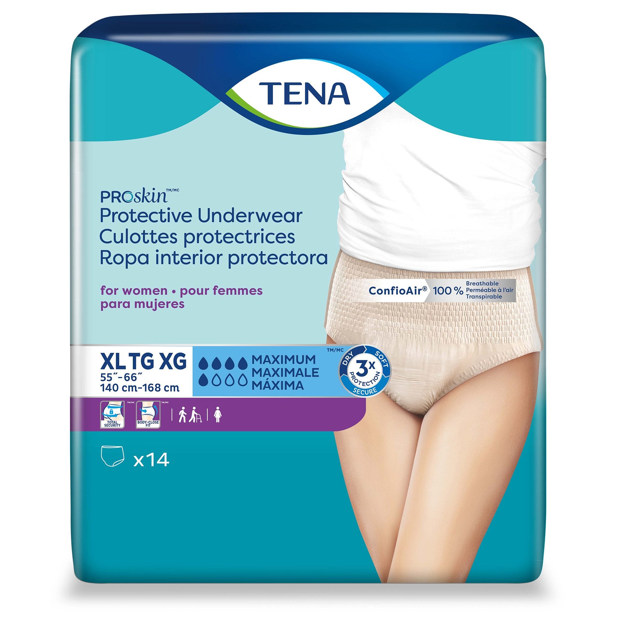 Absorbent Underwear TENA® ProSkin™ Protective Pull On with Tear Away Seams Adult X-Large Female Disposable Moderate Absorbency - image 4